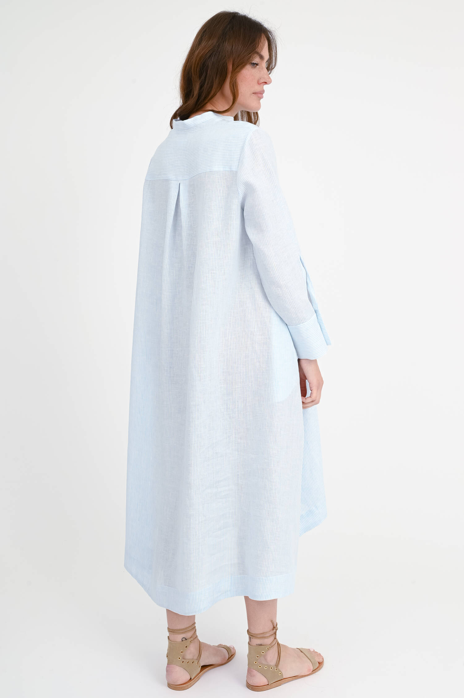 Midikleid OTORRA in Türkis/Weiß schmal gestreift