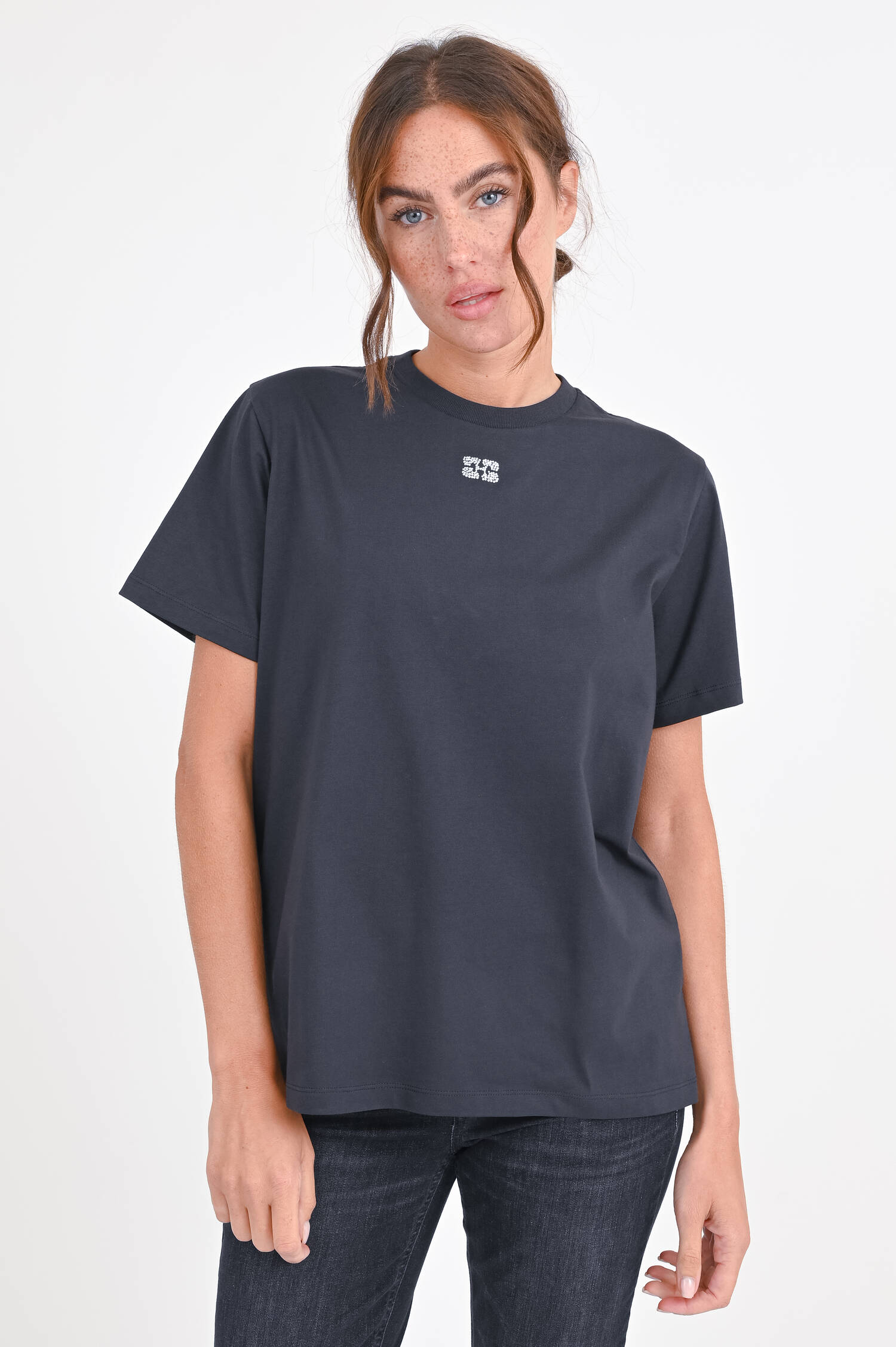 T-Shirt mit Glitzersteinen in Anthrazit T-Shirt mit Glitzersteinen in Anthrazit