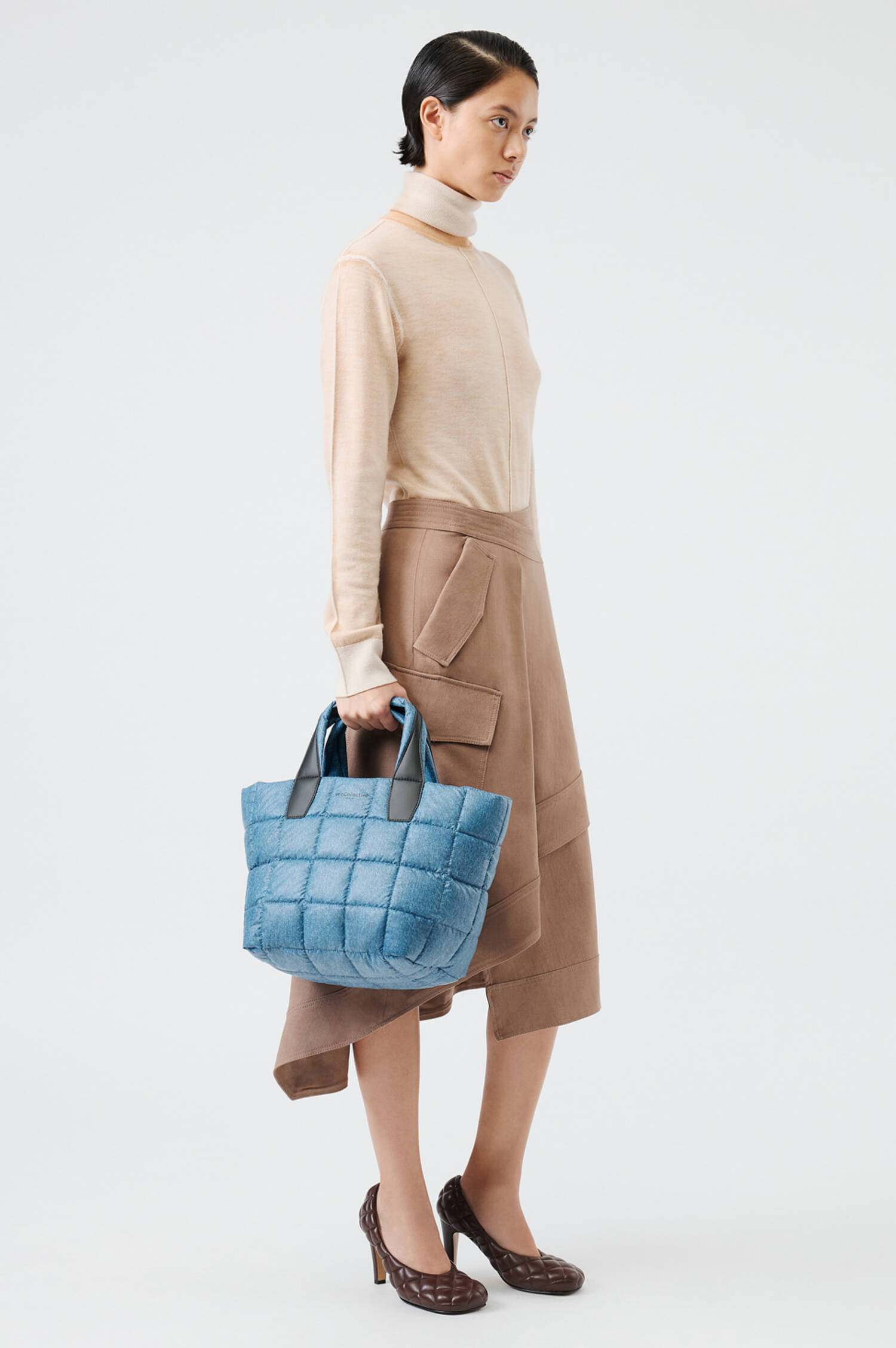 Gesteppte PORTER TOTE SMALL in Denim
