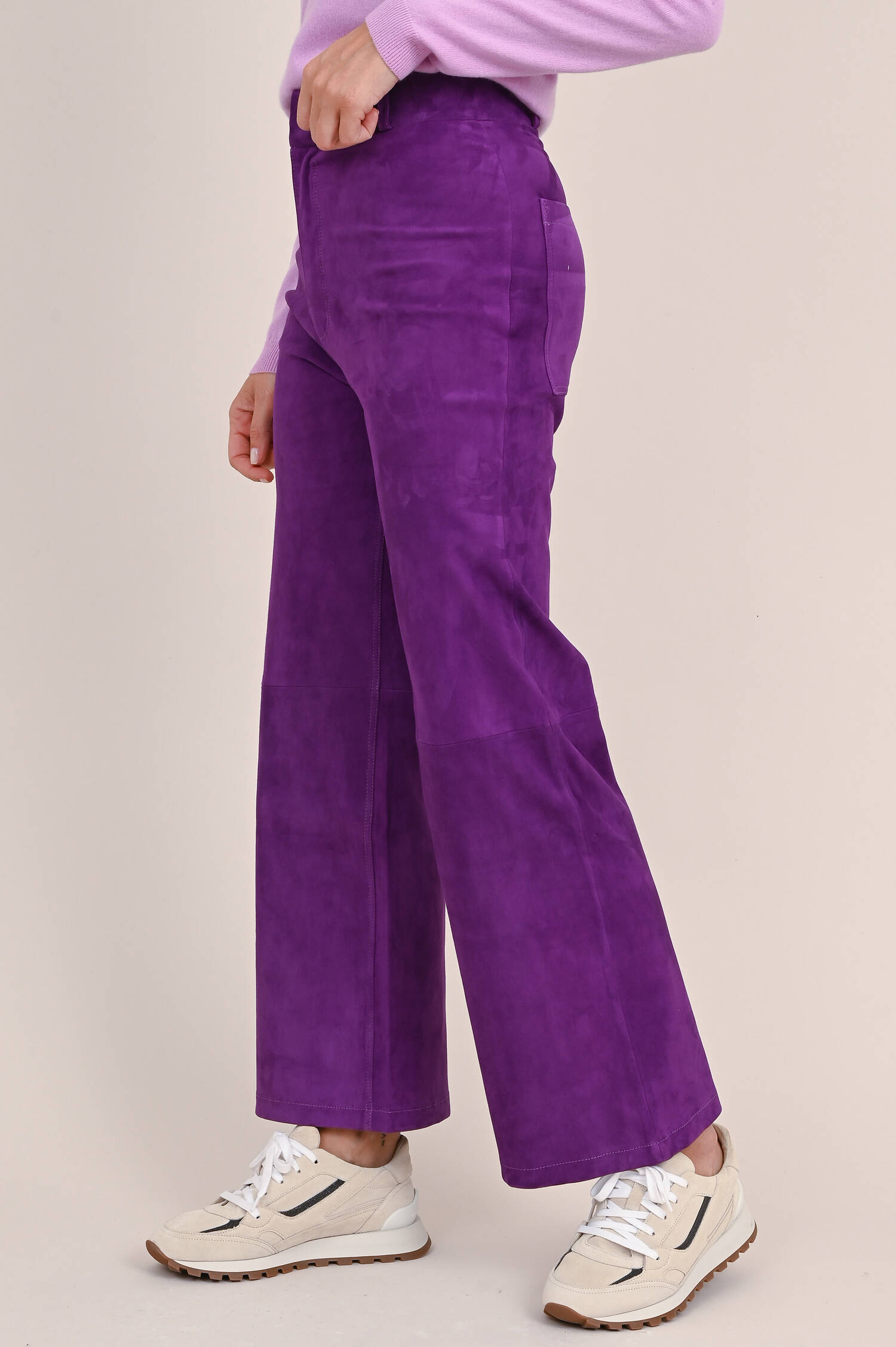 Velourslederhose GIANCINTA STRETCH in Violett