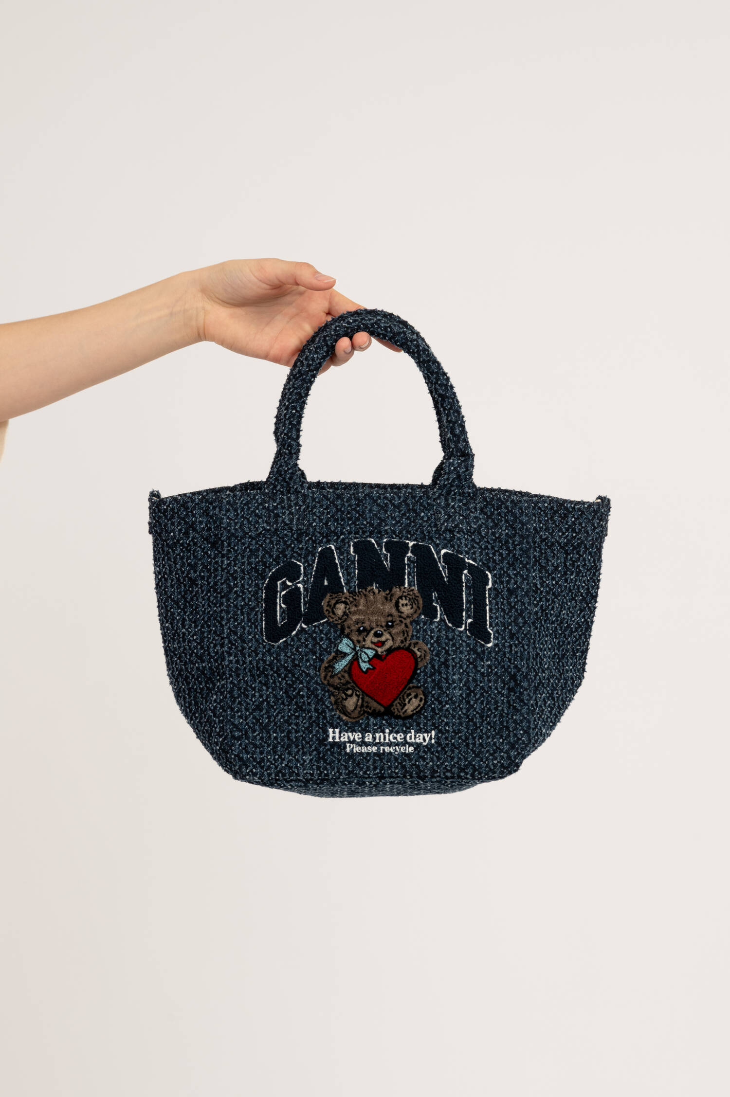 Kleine Tweed Tasche in Dunkelblau