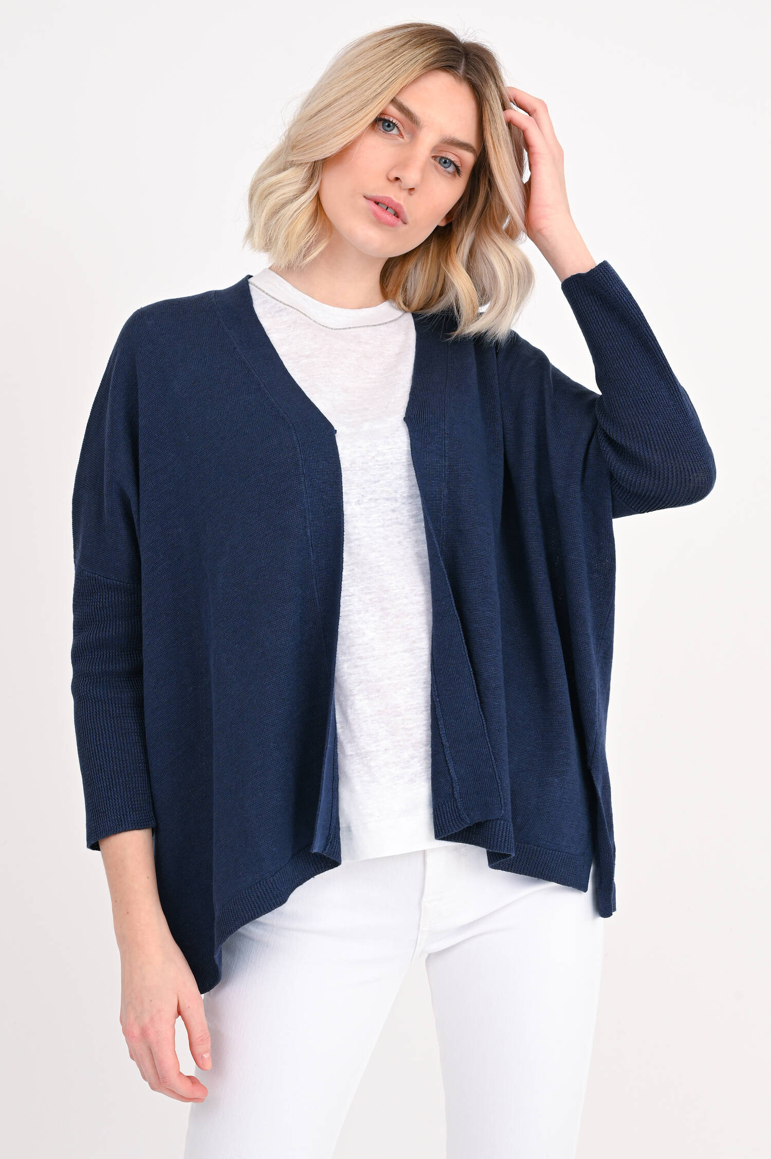 Strickweste aus Leinen in Dunkelblau