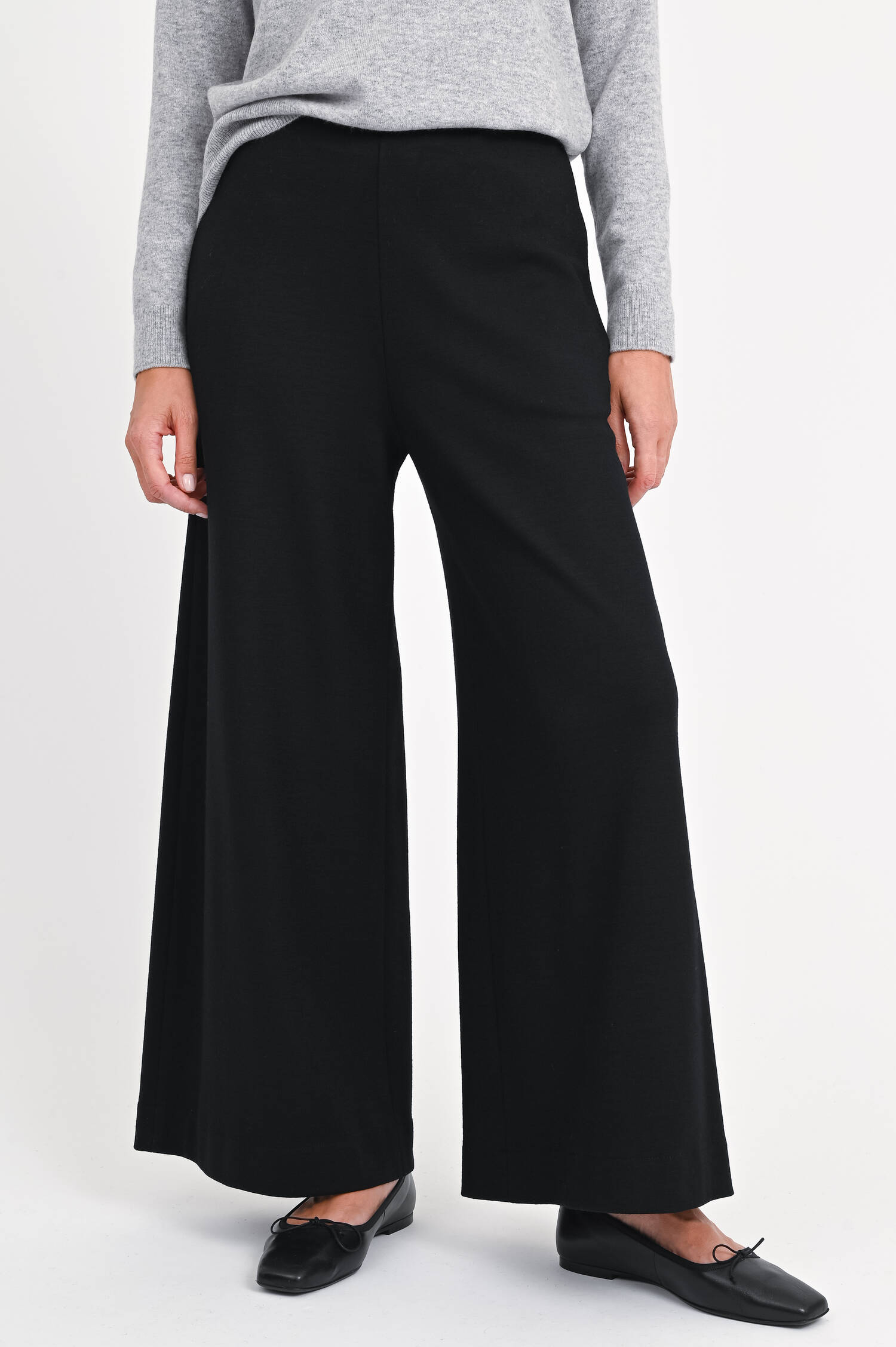 Cropped-Wollhose in Schwarz