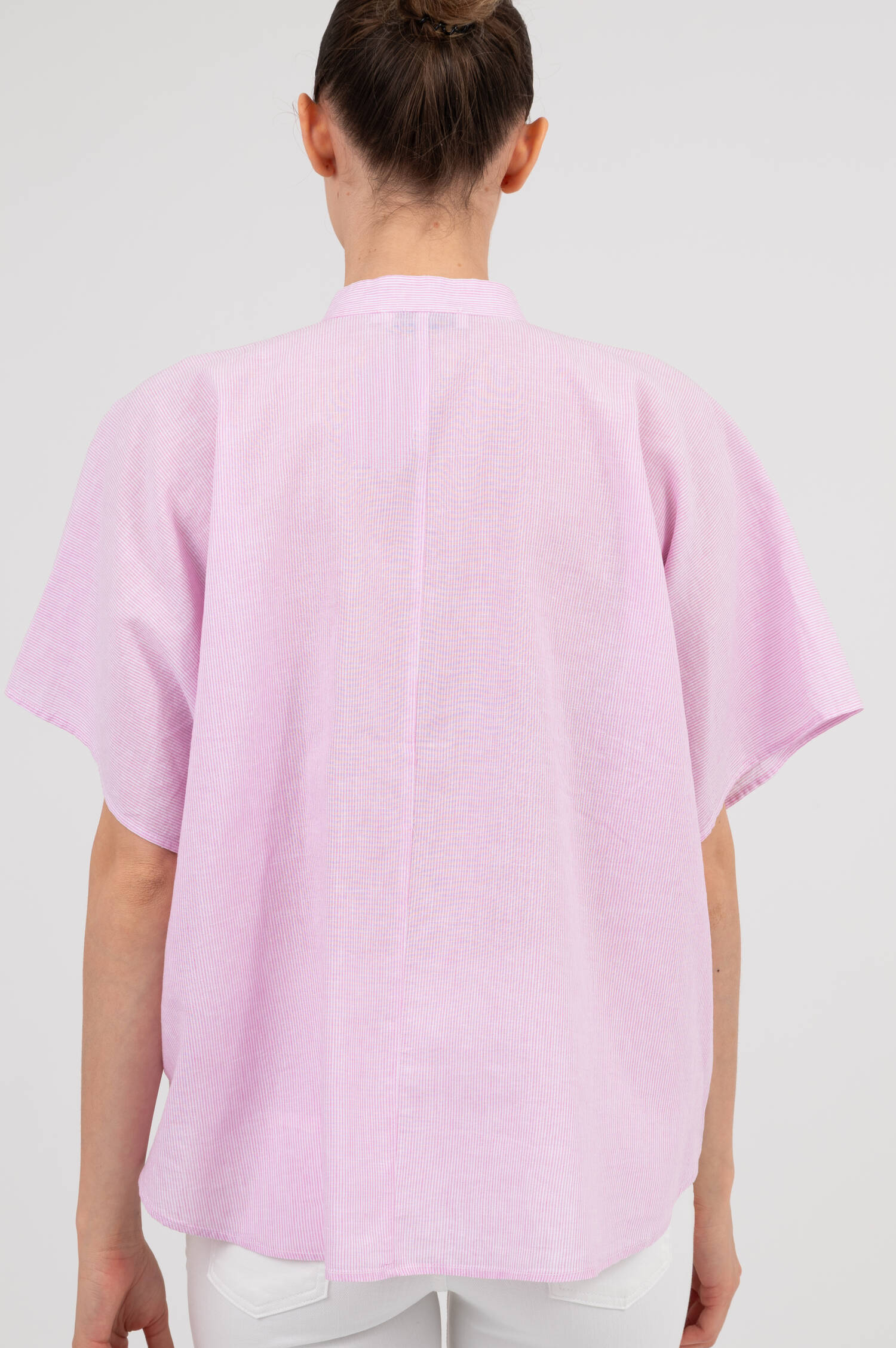 Bluse DAISY mit Rüschen in Rosa/Weiß