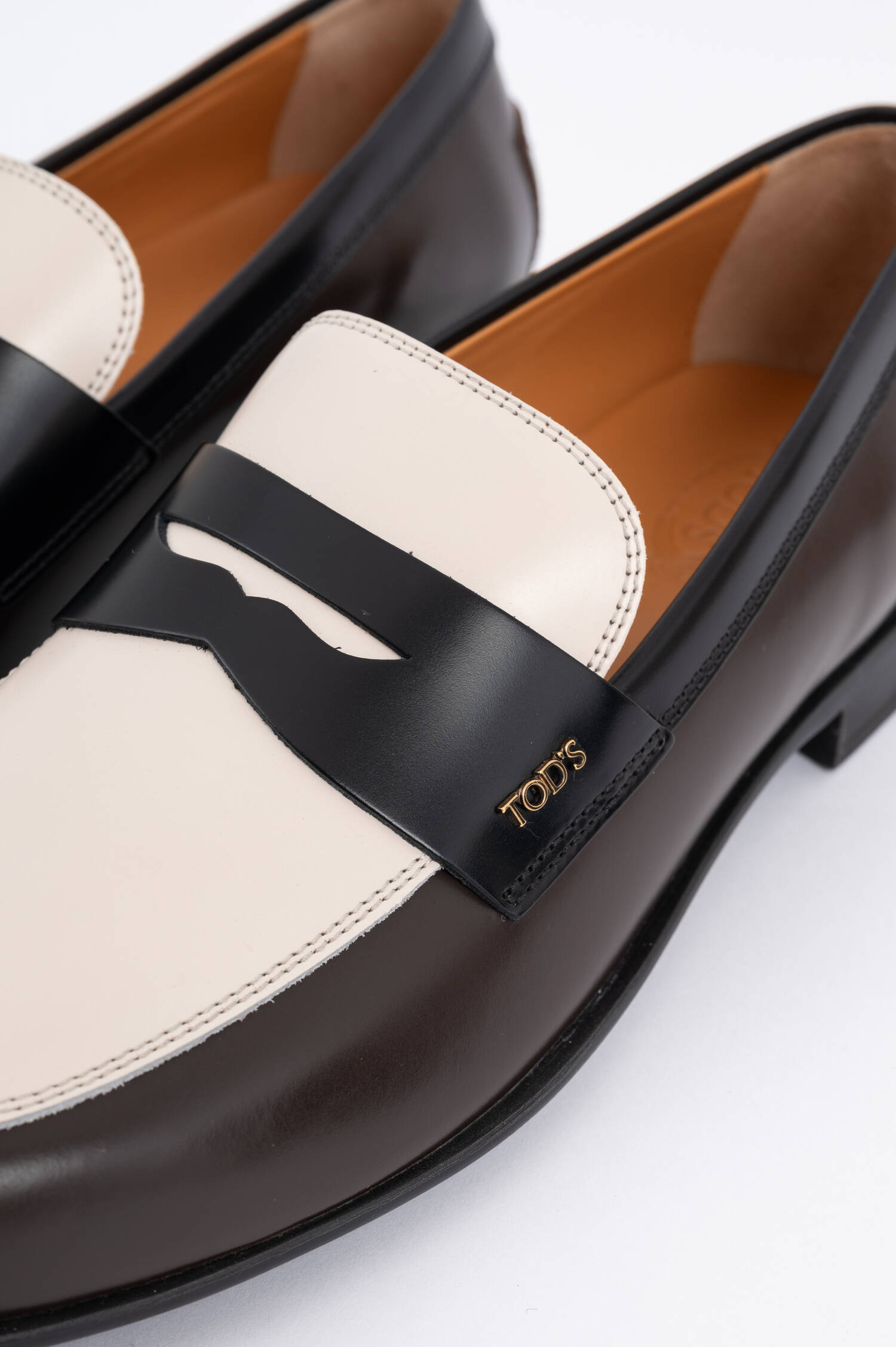 Leder Loafer in Braun/Weiß