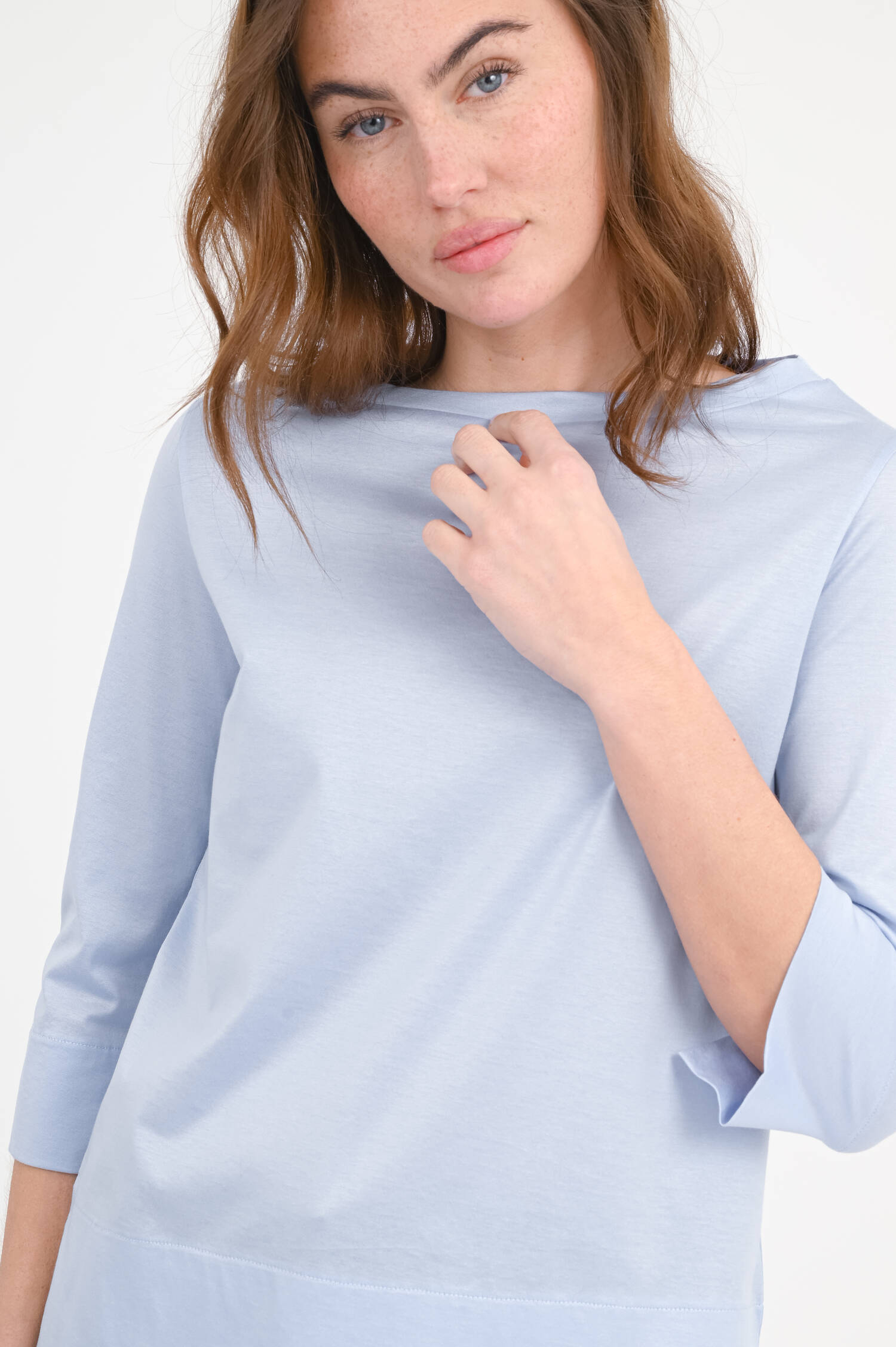 T-Shirt mit 3/4 Arm in Hellblau