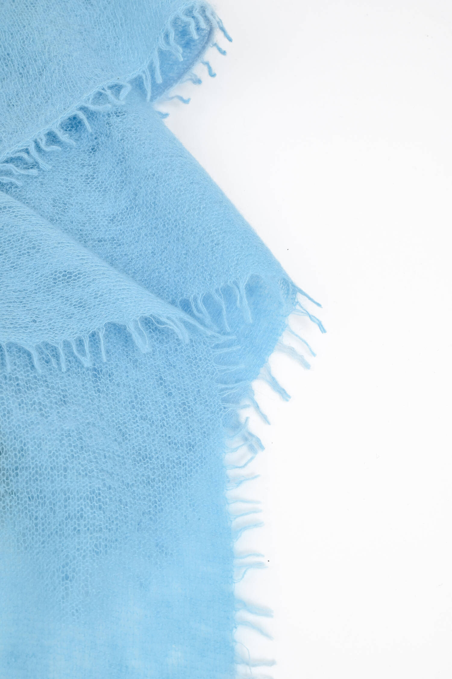 Cashmere-Schal mit Fransen in Hellblau Cashmere-Schal mit Fransen in Hellblau