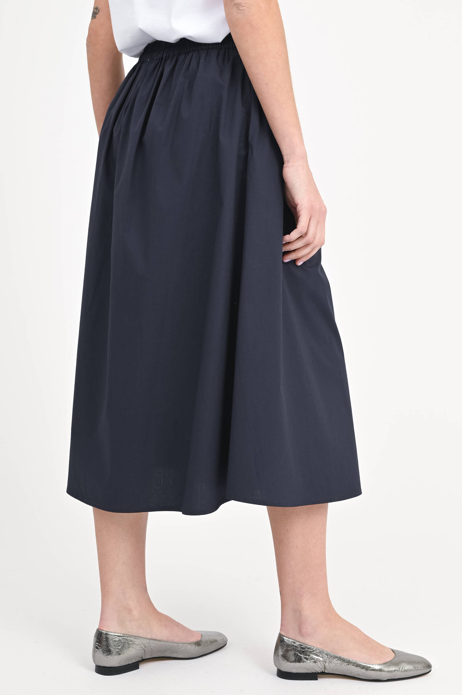 Midi-Rock mit Knopfleiste in Navy