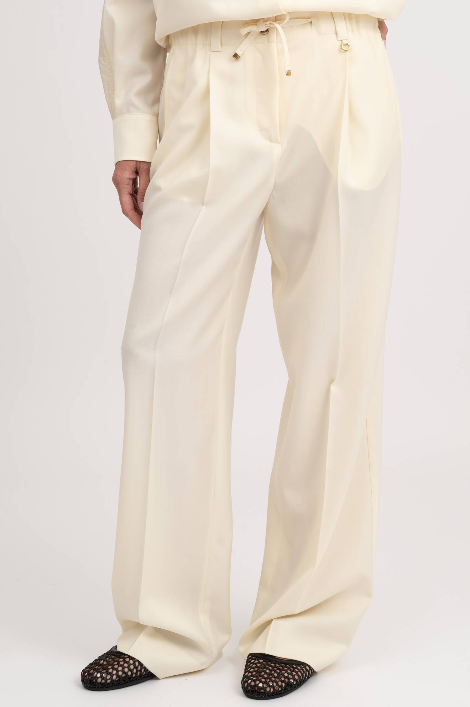Hose aus Schurwolle in Creme
