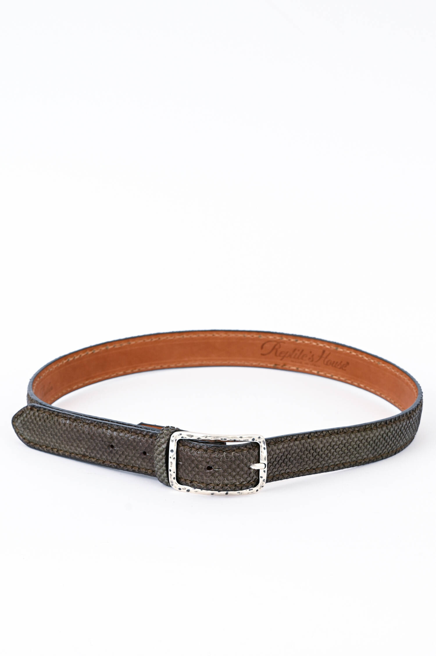 Schimmernder Ledergürtel in Khaki