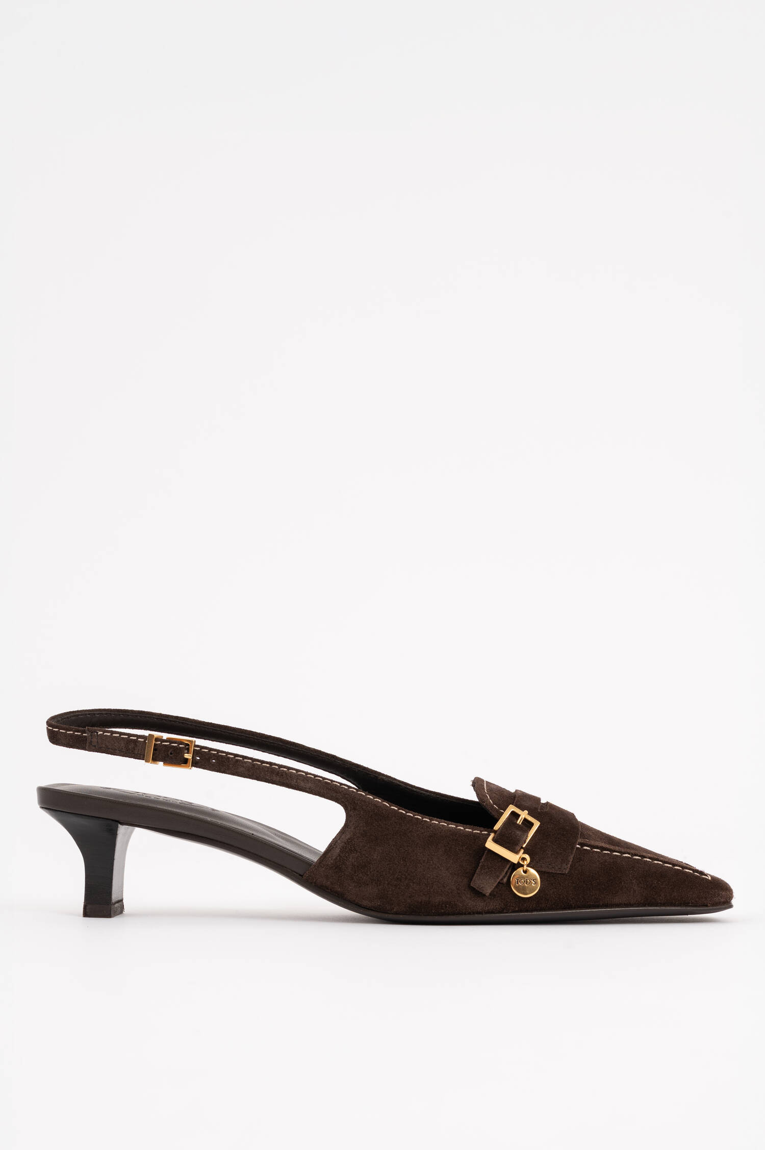 Suede-Slingback-Pumps in Braun
