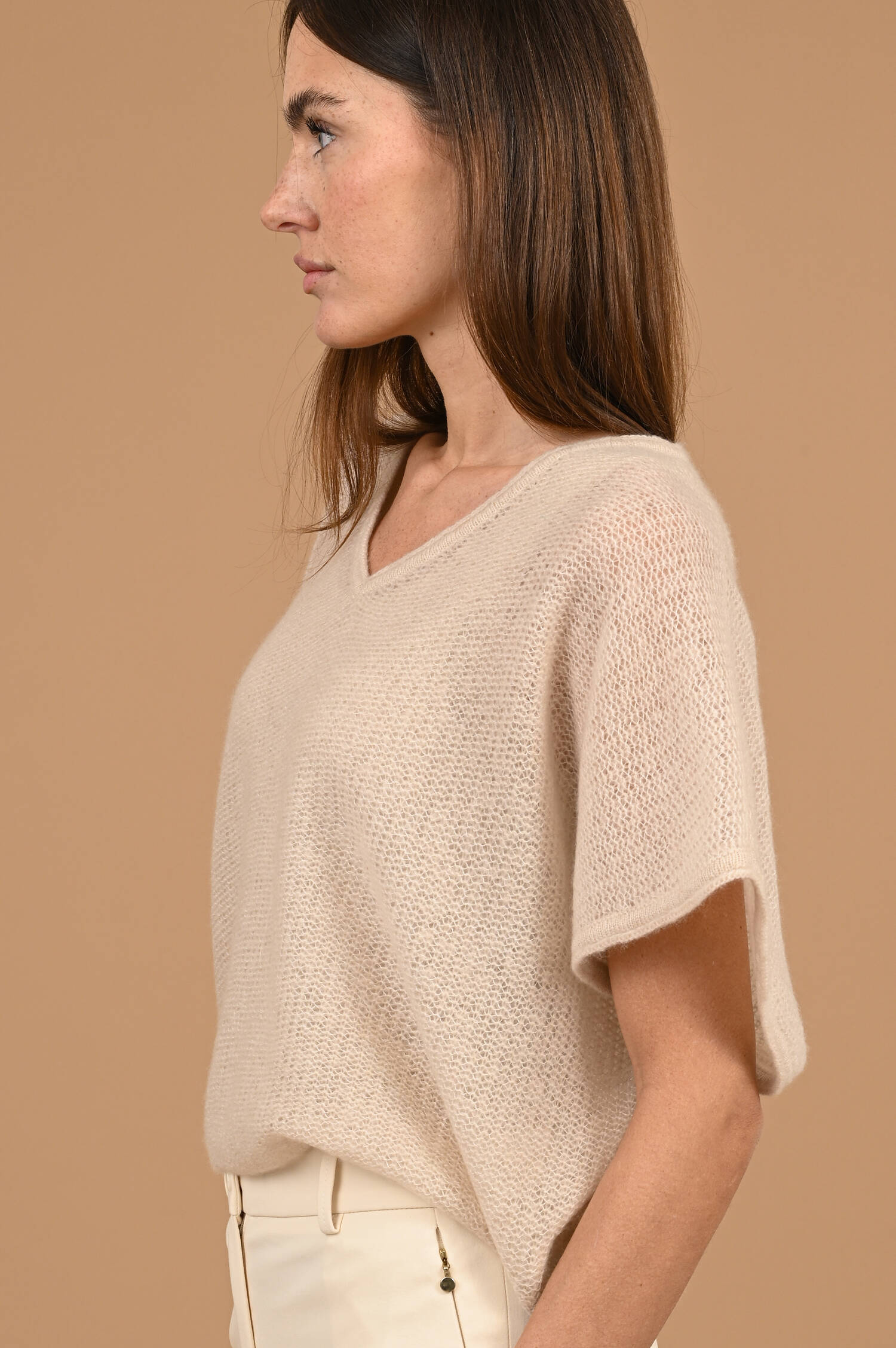Strickpullover in Sandbeige