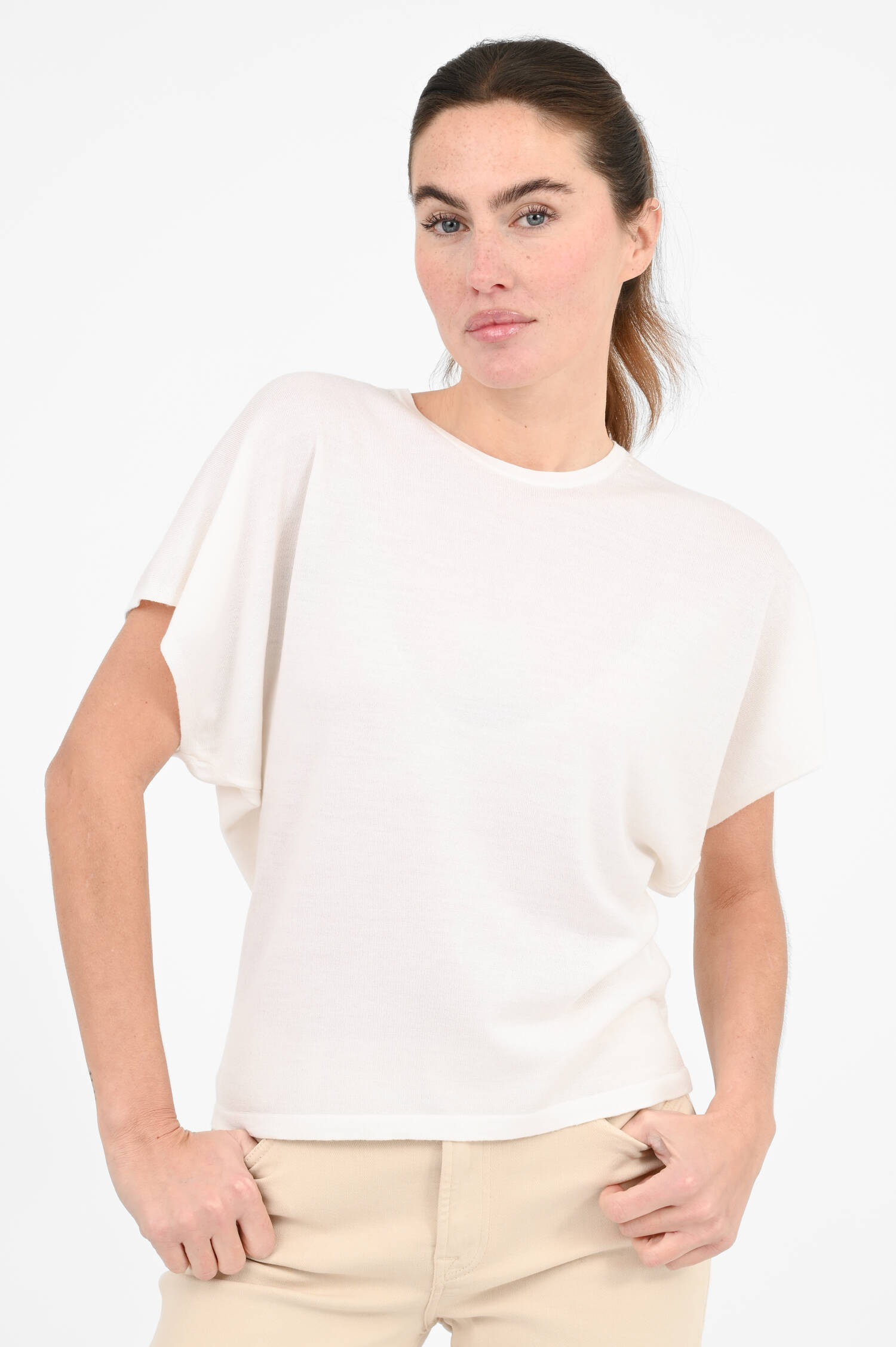 Woll-Seiden-Cashmere Shirt in White