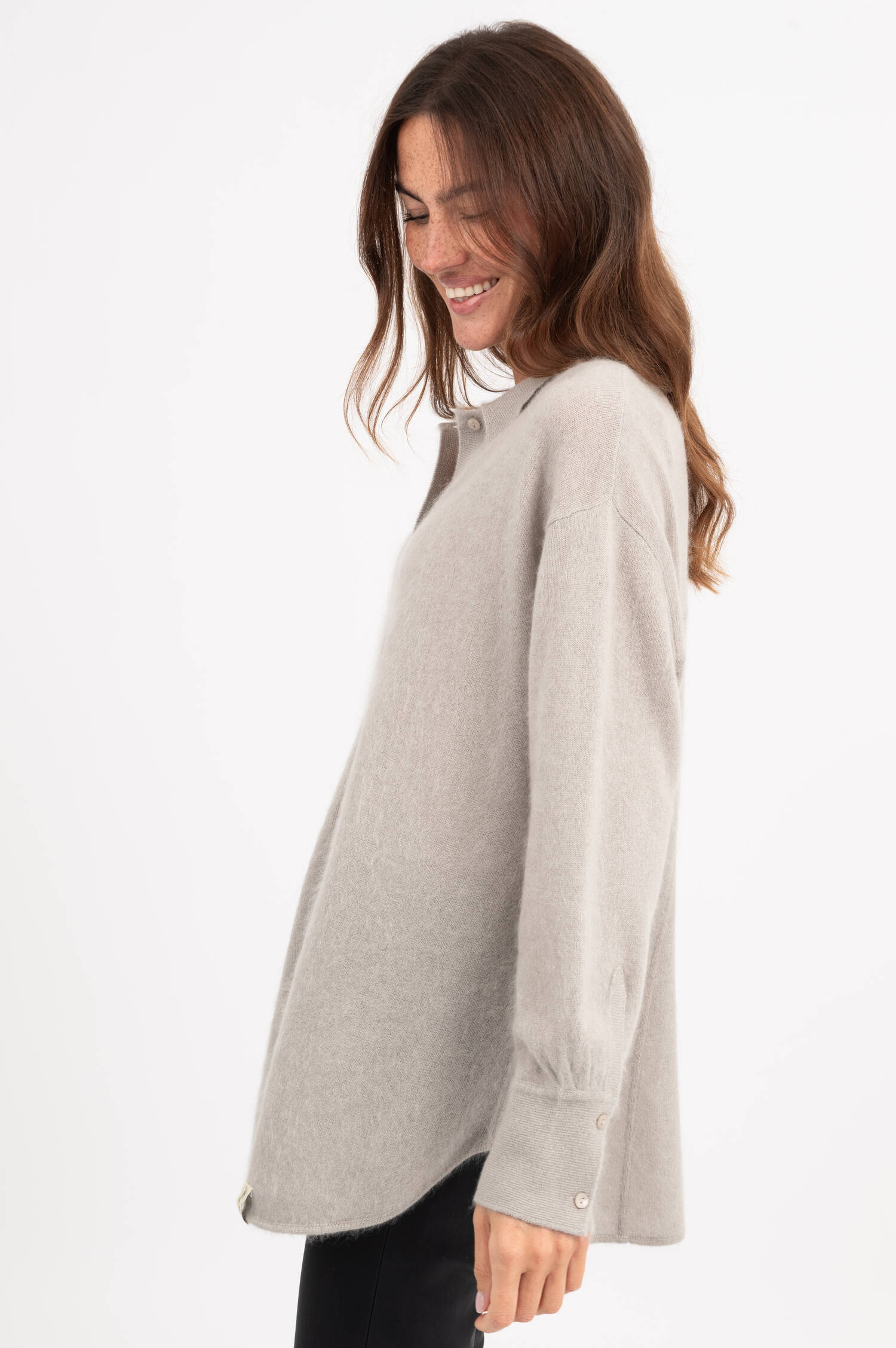 Strickhemd aus Cashmere in Grau