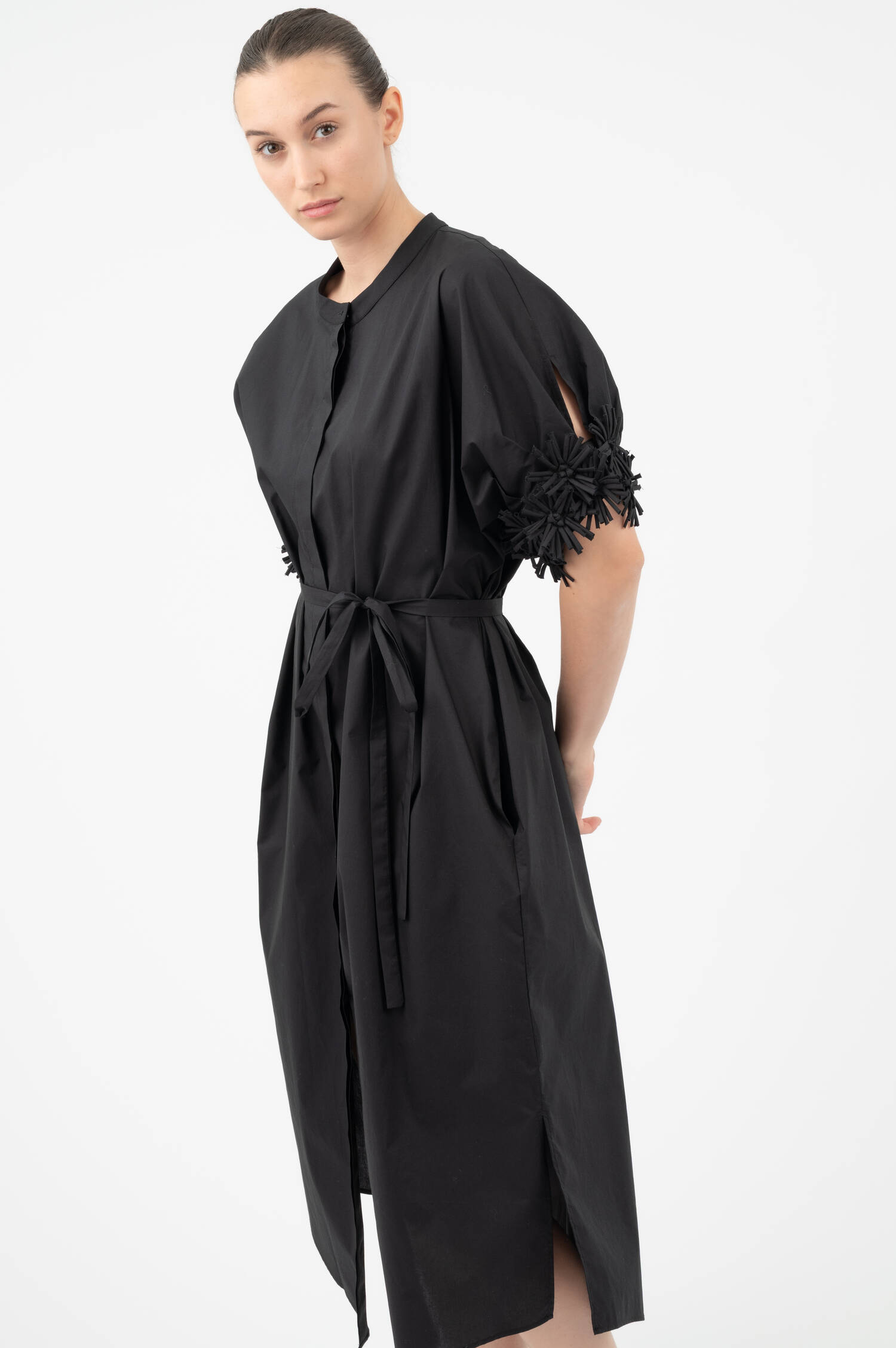 Hemdblusenkleid in Neroschwarz