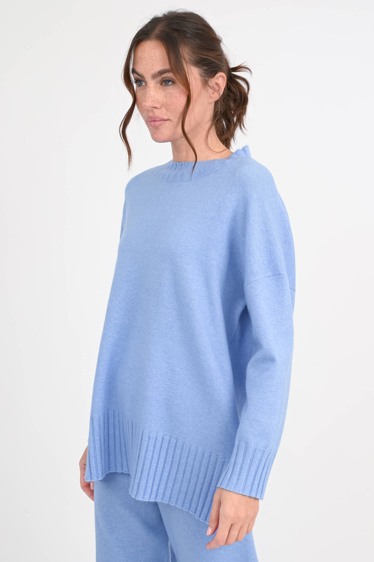 Pullover aus Woll-Mix in Hellblau