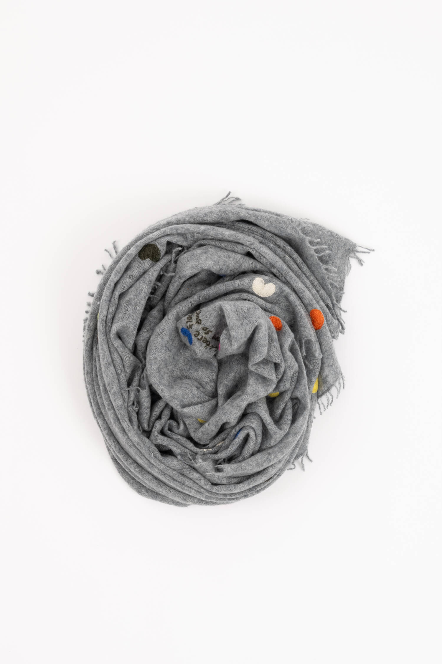 Cashmere Schal mit Herz-Stick in Grau Cashmere Schal mit Herz-Stick in Grau