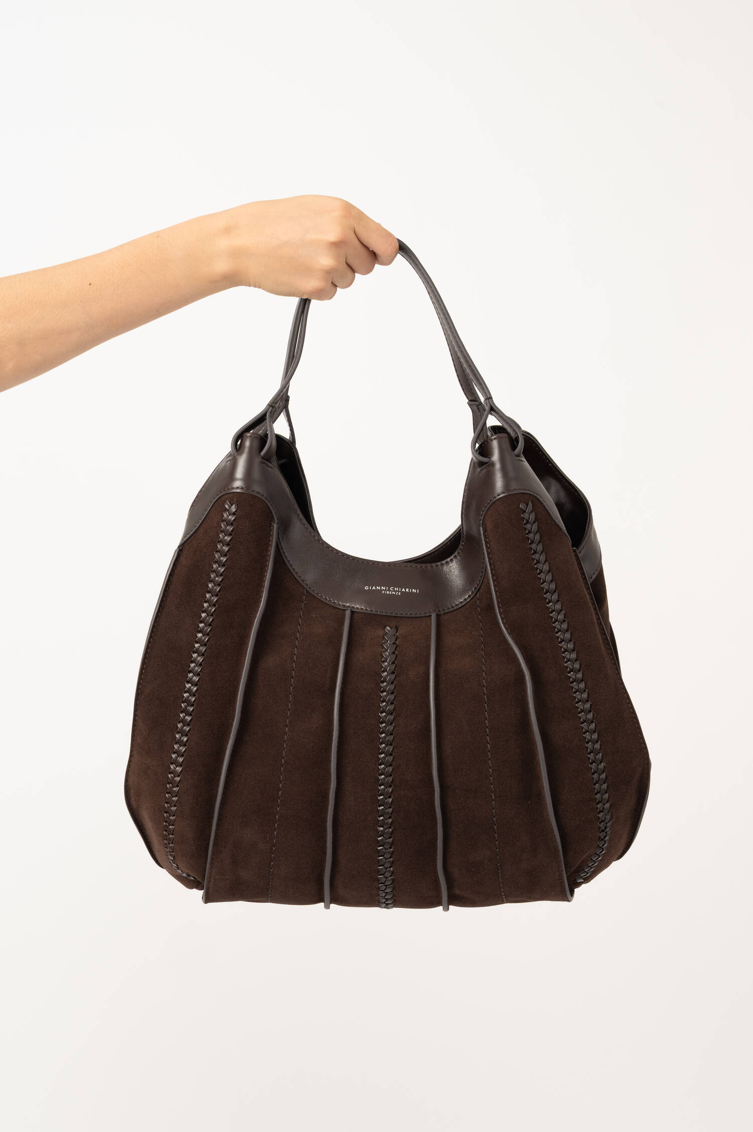 Veloursleder-Schultertasche DUA in Dunkelbraun Veloursleder-Schultertasche DUA in Dunkelbraun