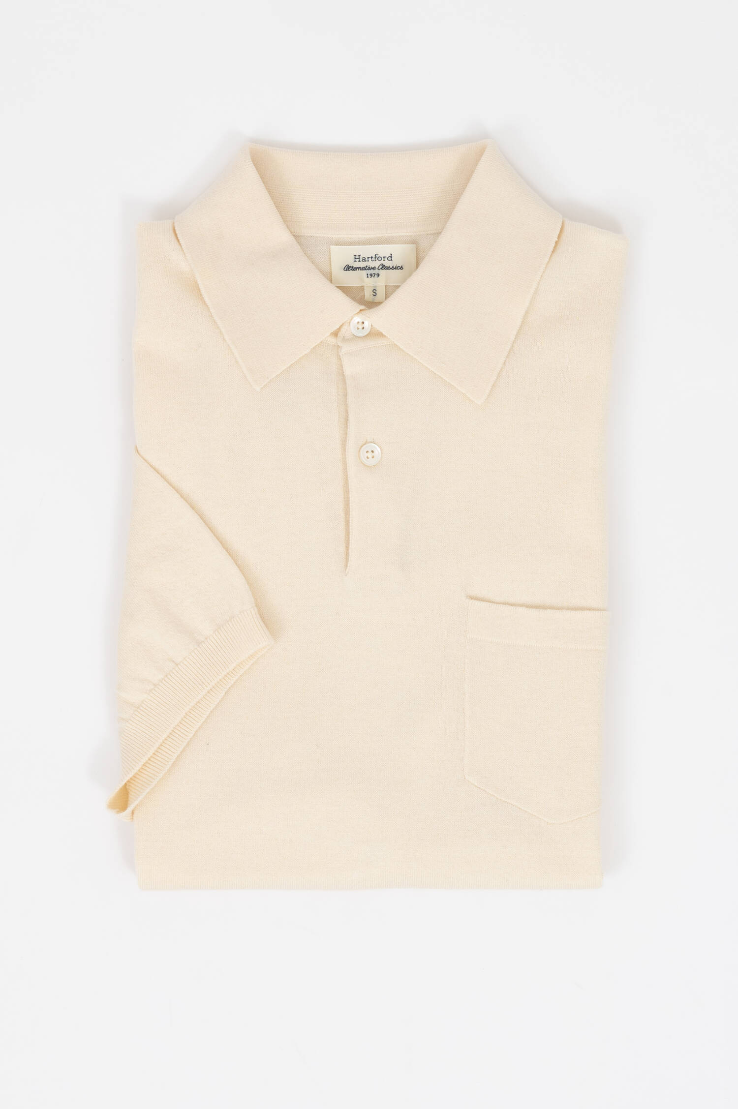 Feinstrick Poloshirt in Creme