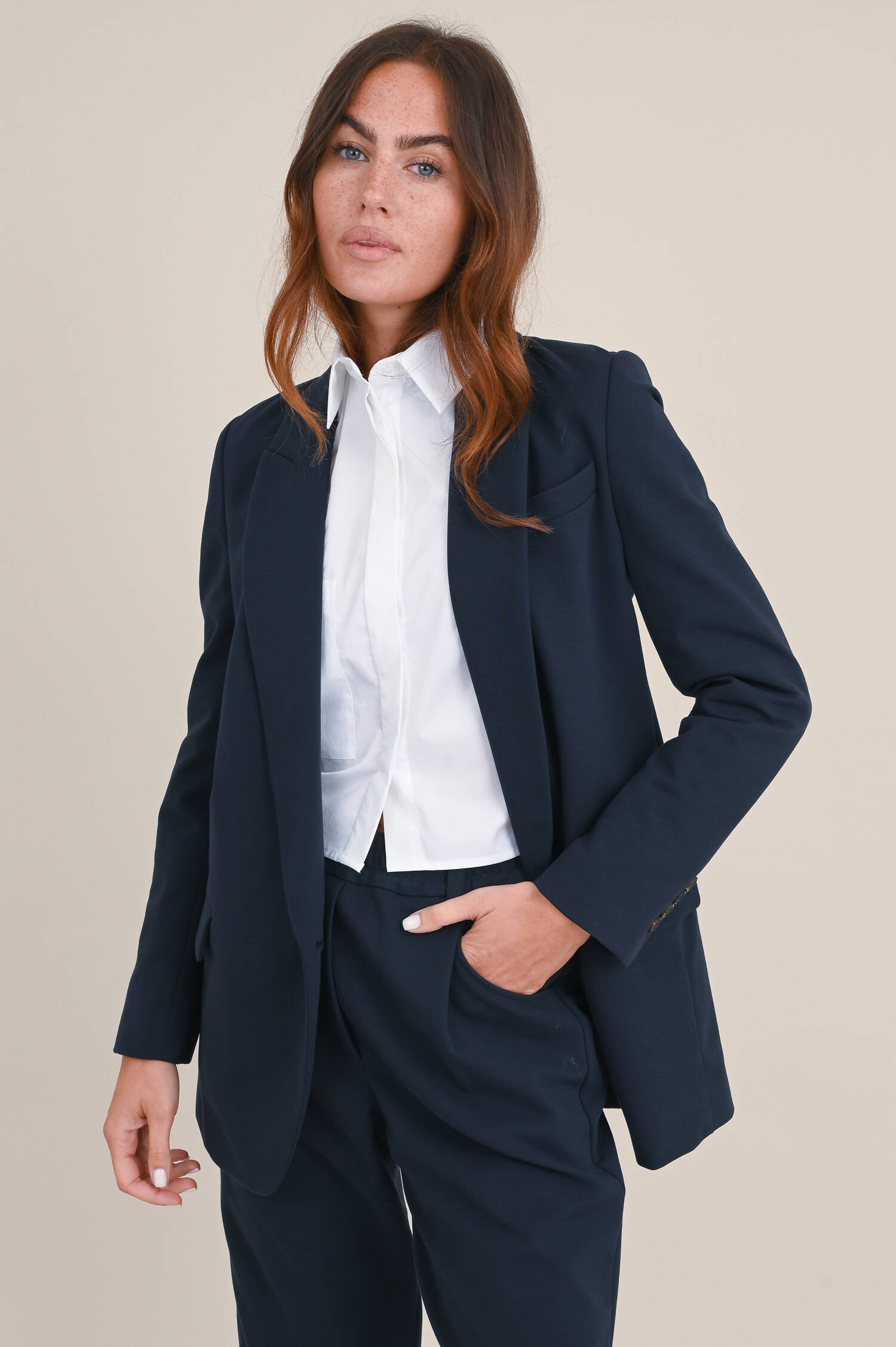 Baumwoll Blazer in Navy