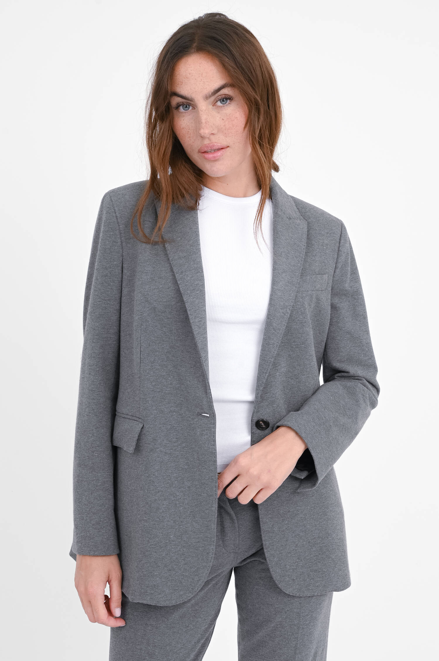 Blazer aus Baumwoll-Mix in Light Gray