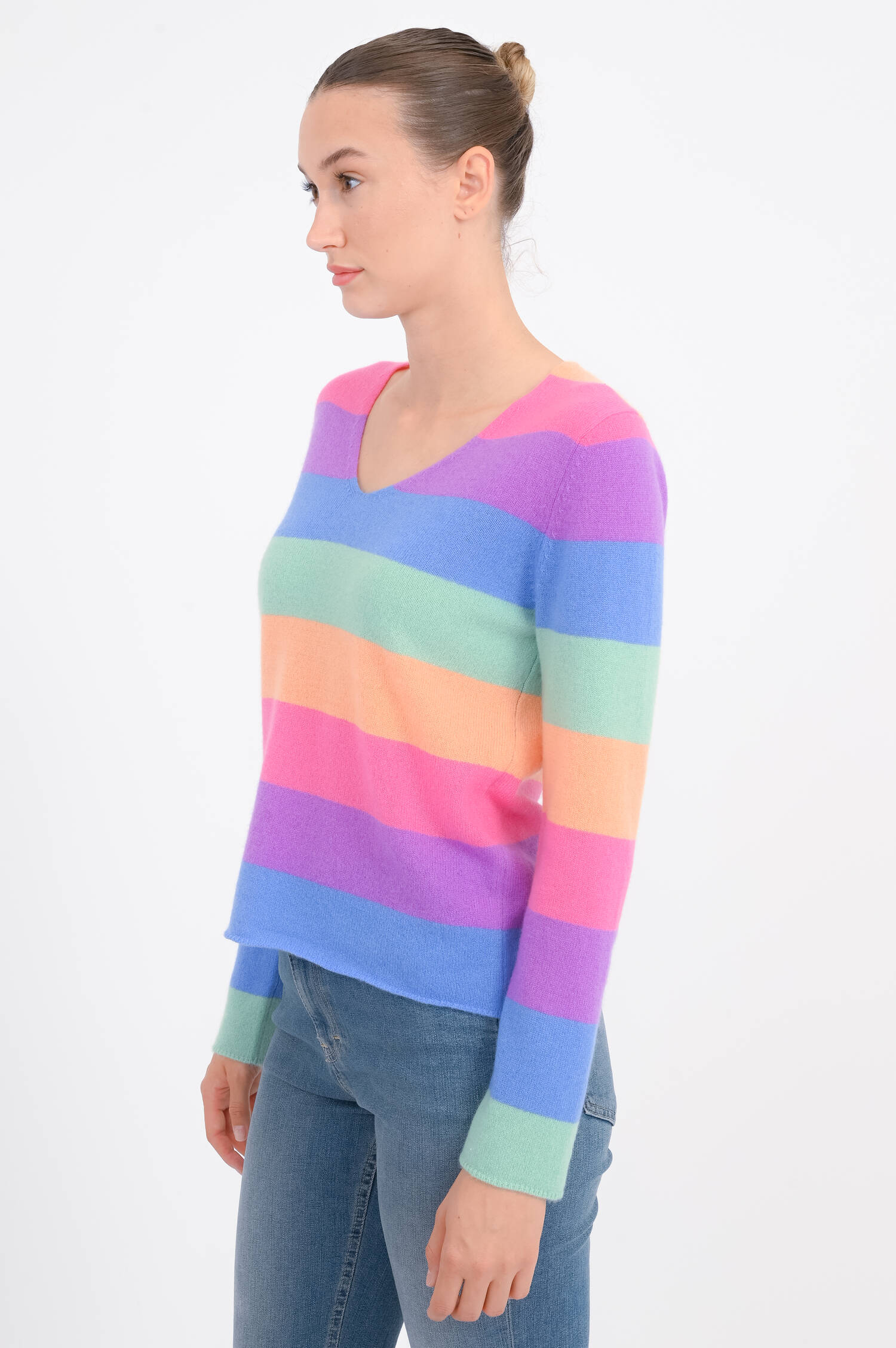 Color-Blocking Cashmere Pullover in Multicolor