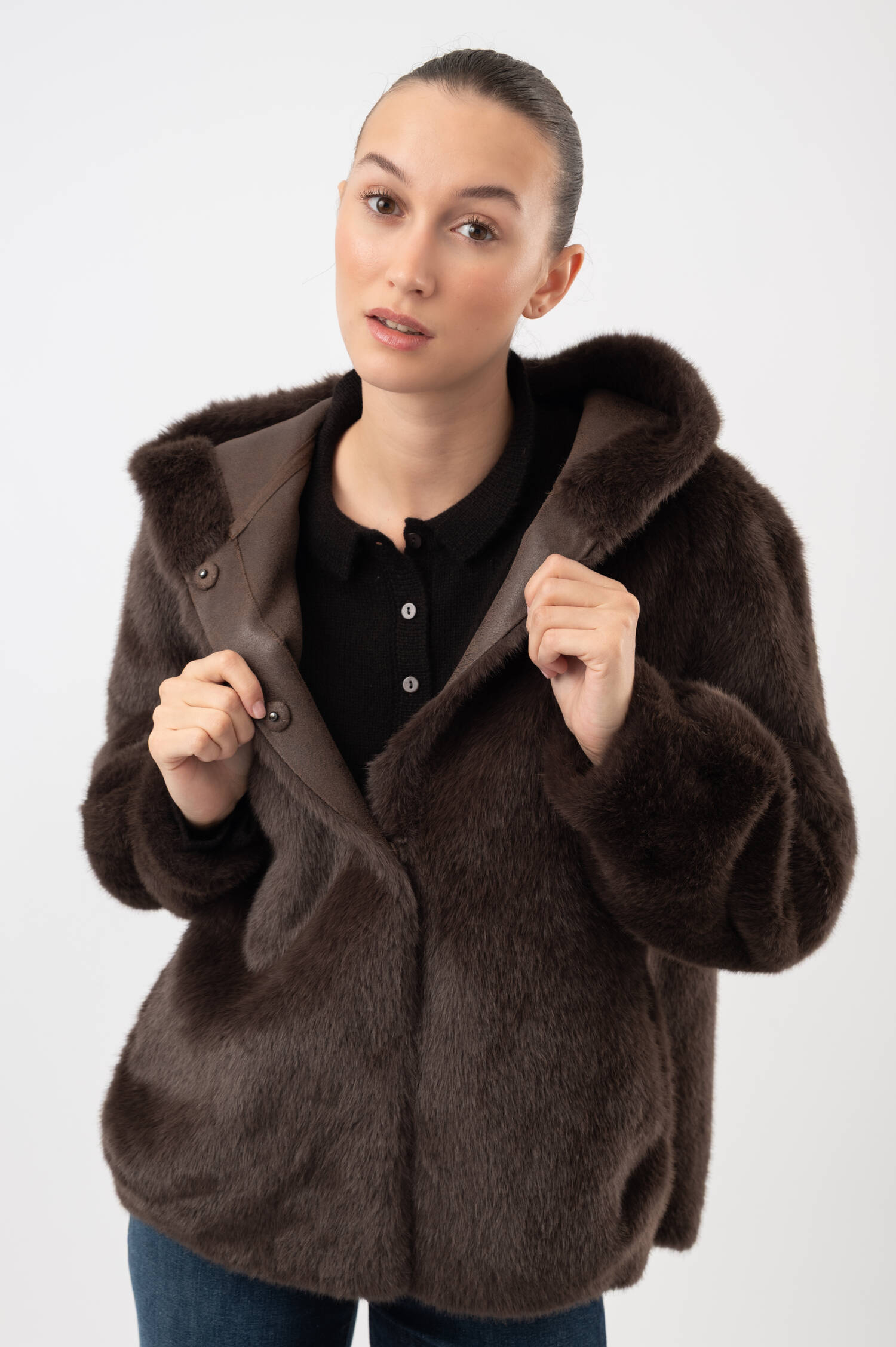 Faux-Fur-Jacke HOVY in Braun