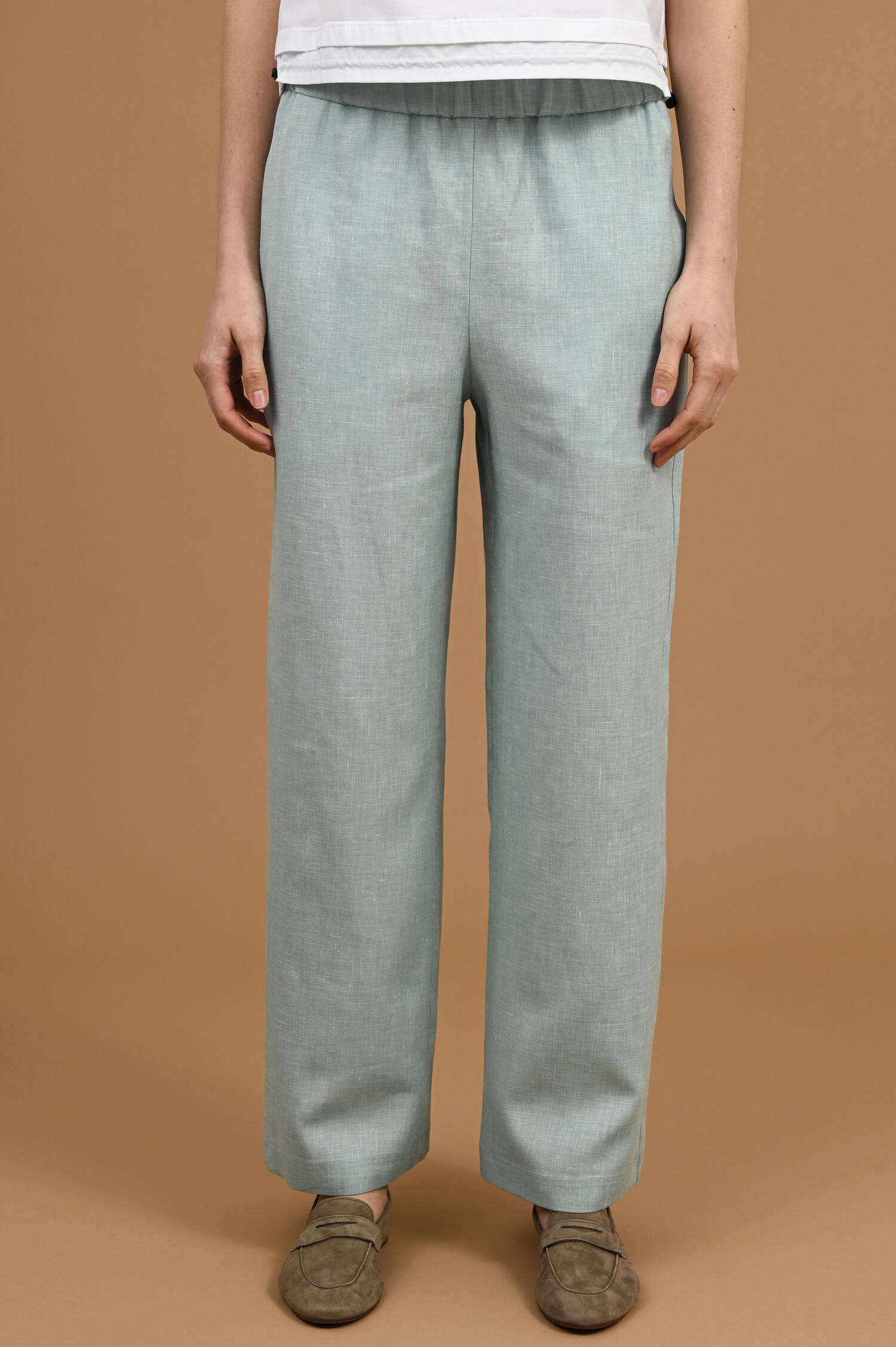 Leinenmix-Schlupfhose in Aquamarineblau Leinenmix-Schlupfhose in Aquamarineblau