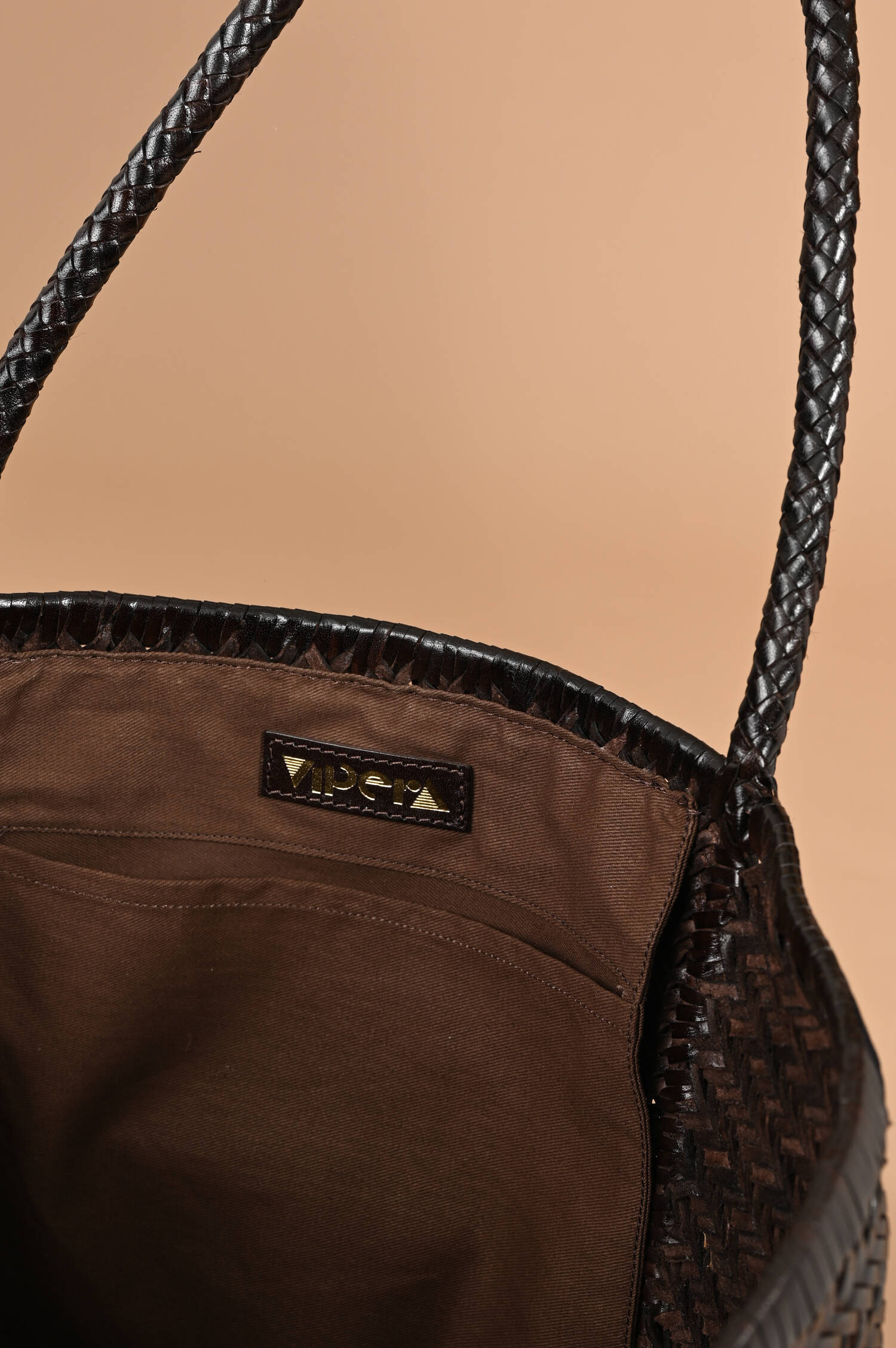 Geflochtener Leder Shopper RUBENS in Chocolate