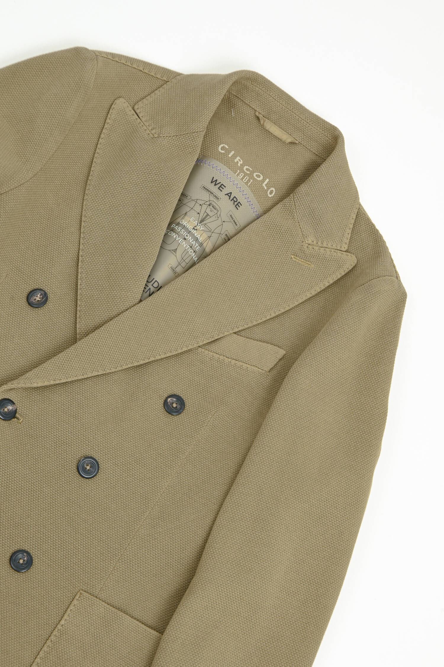 Doppelreiher Sakko mit Struktur in Oliv