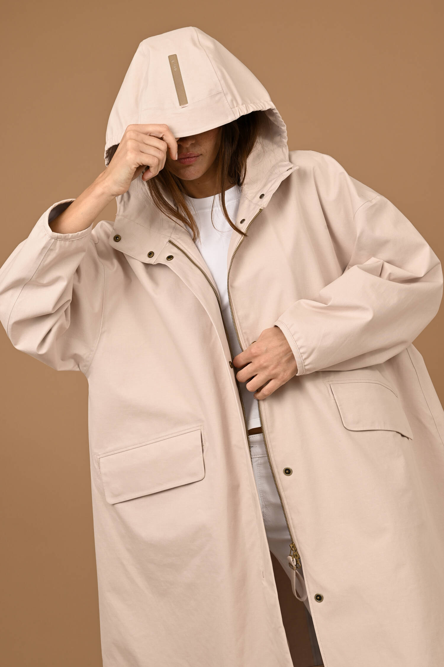 Kapuzenmantel NORA in Pastellaprikot