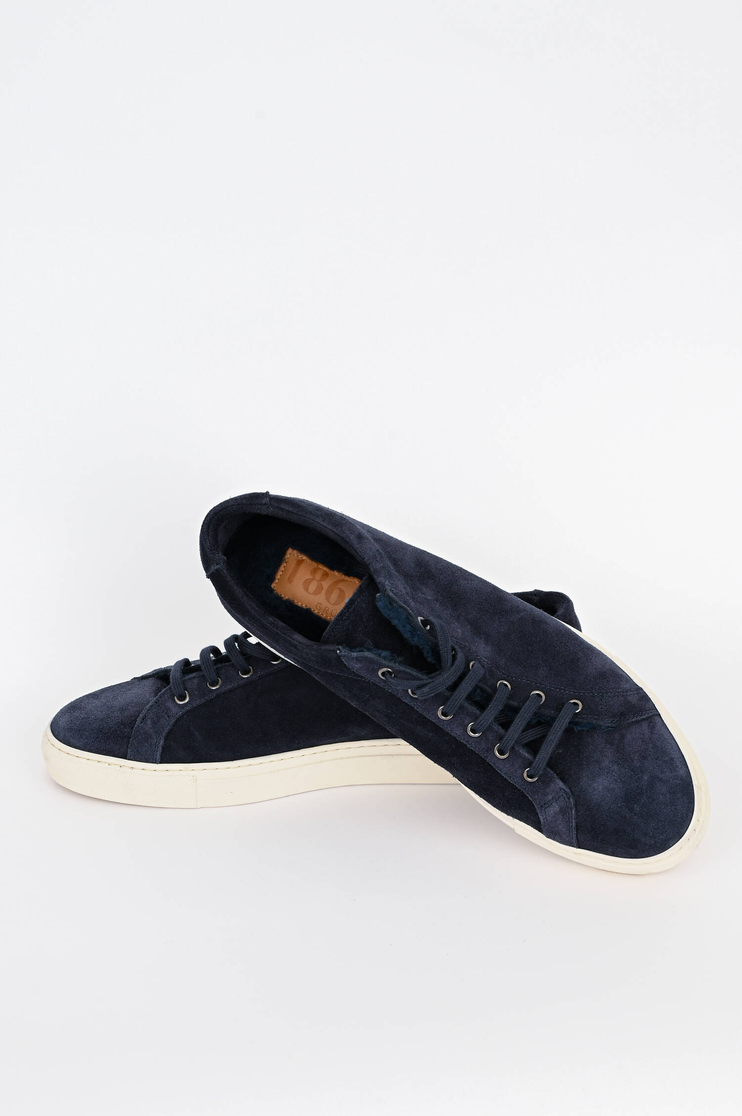 Gefütterter Sneaker aus Veloursleder in Navy