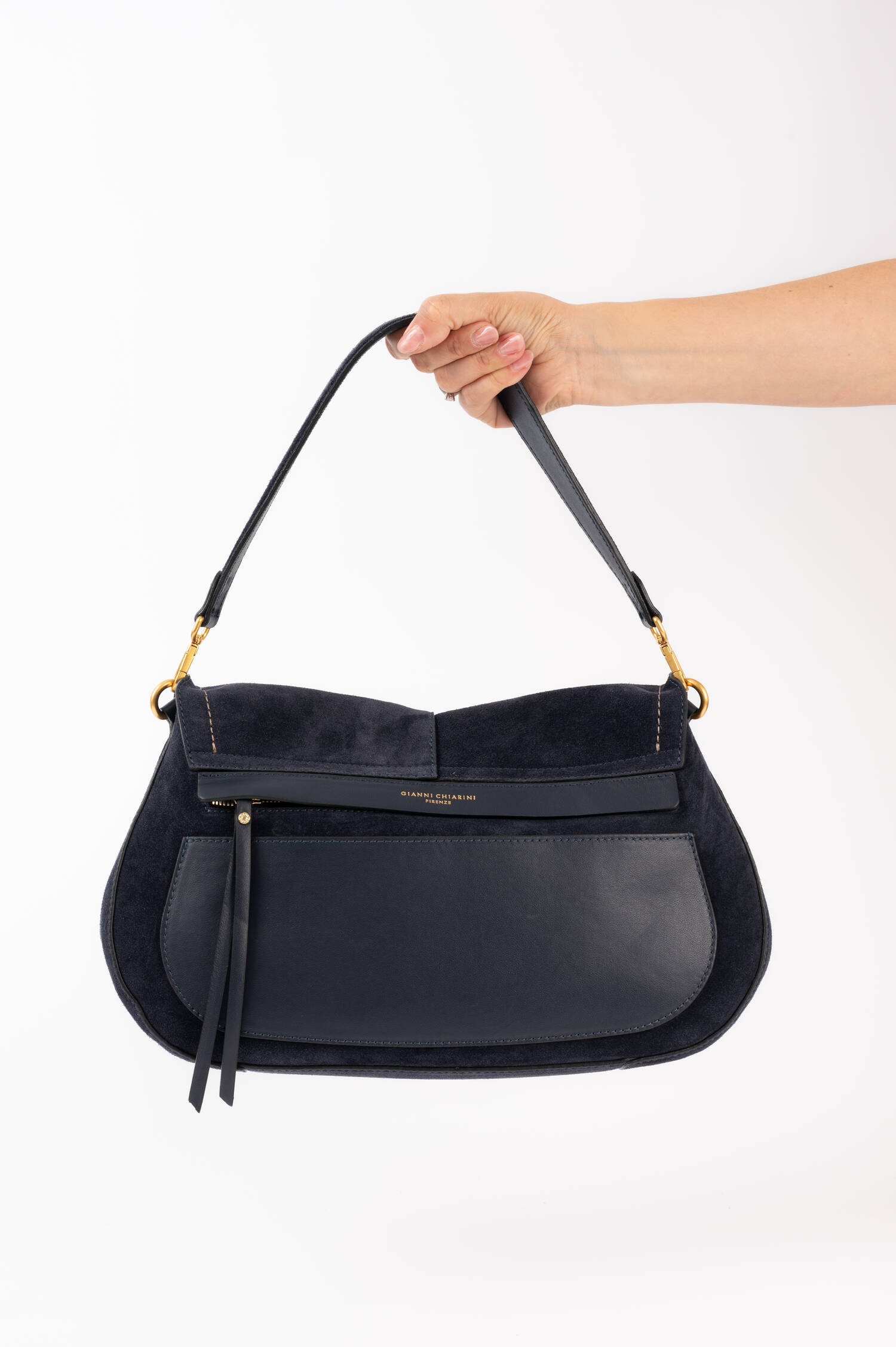 Veloursleder Tasche HELENA in Navy