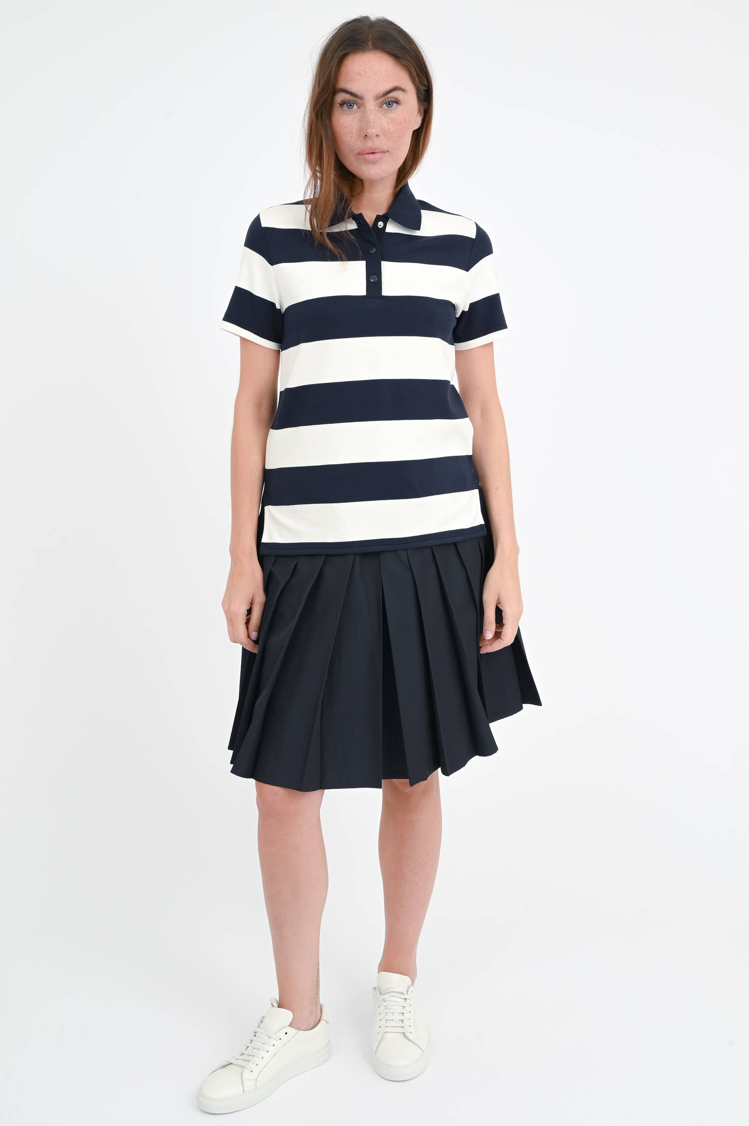 Gestreiftes Poloshirt in Navy/Creme