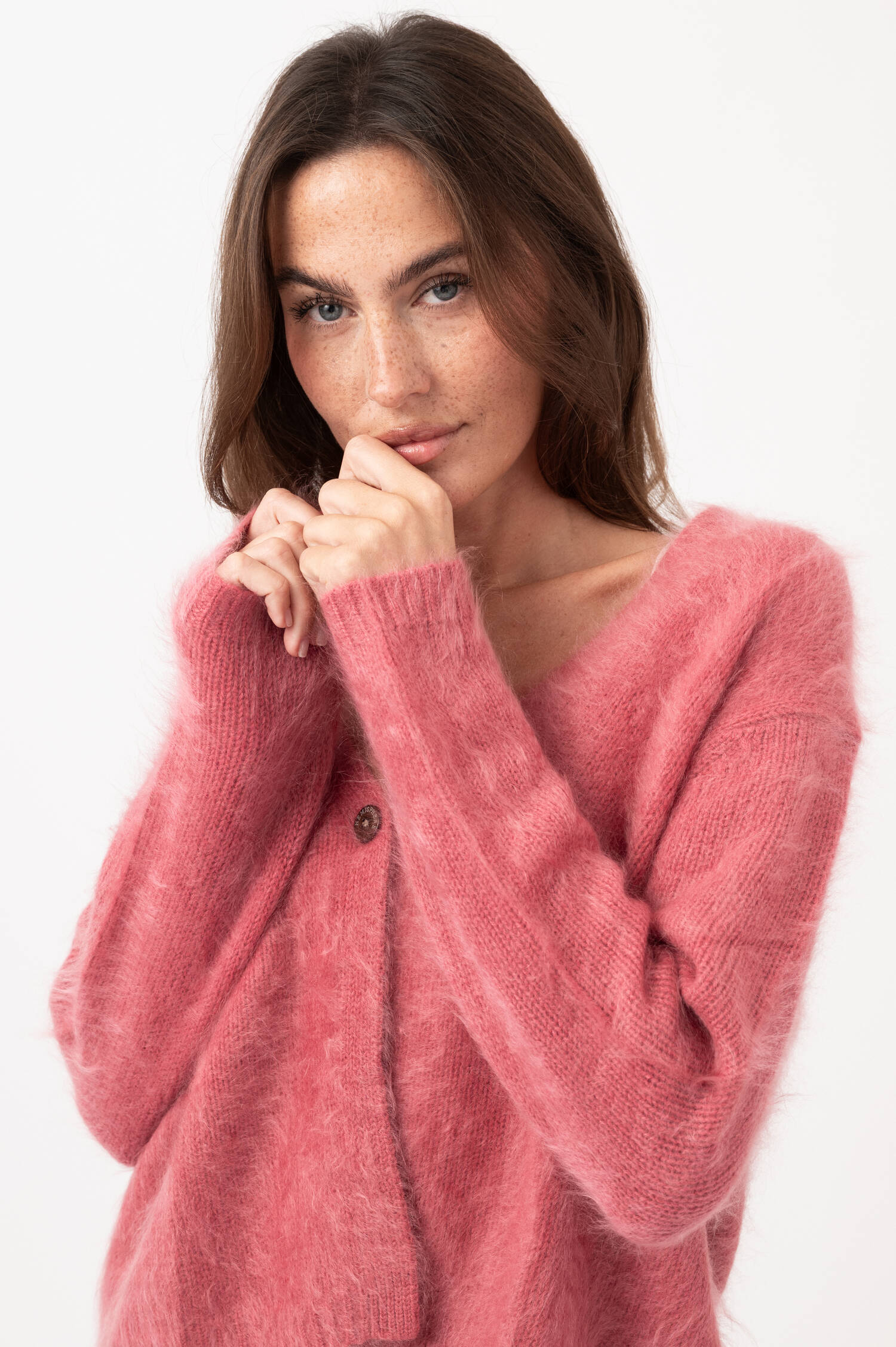 Cashmere-Cardigan in Pastellrot