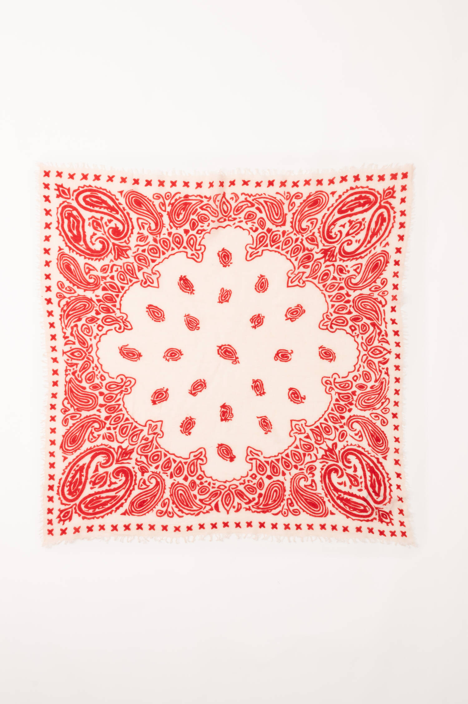 Cashmere Tuch in Creme/Rot