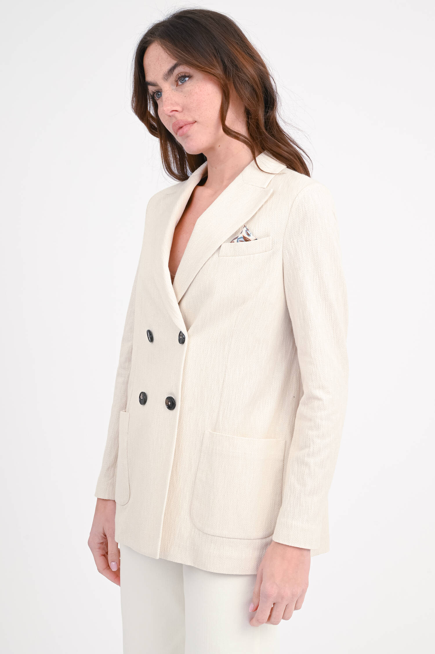  Doppelreihiger Blazer in Natur