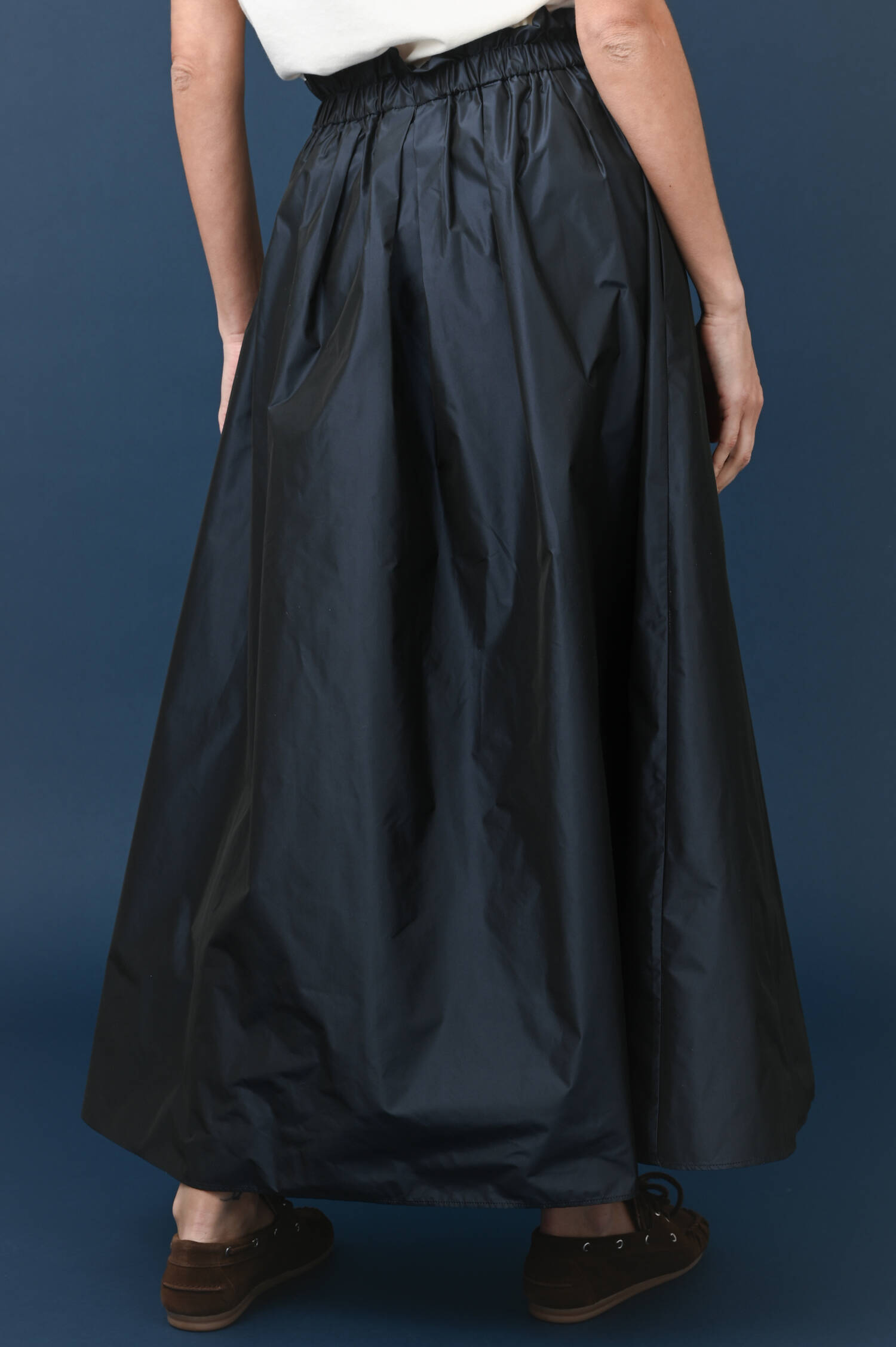 Midirock mit Rüschen am Bund in Blau