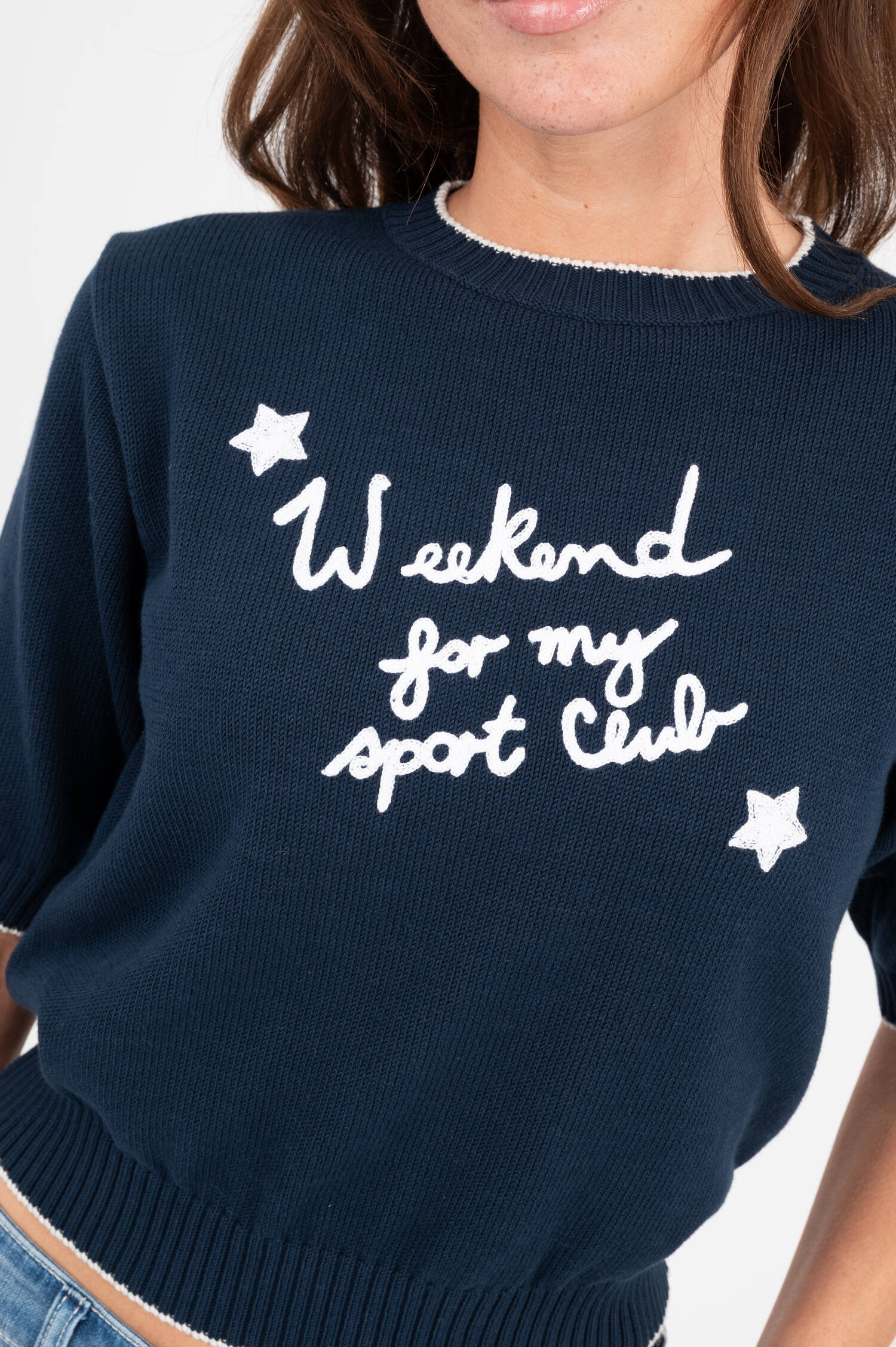 Kurzarm Strickpullover FIACRE in Navy Kurzarm Strickpullover FIACRE in Navy