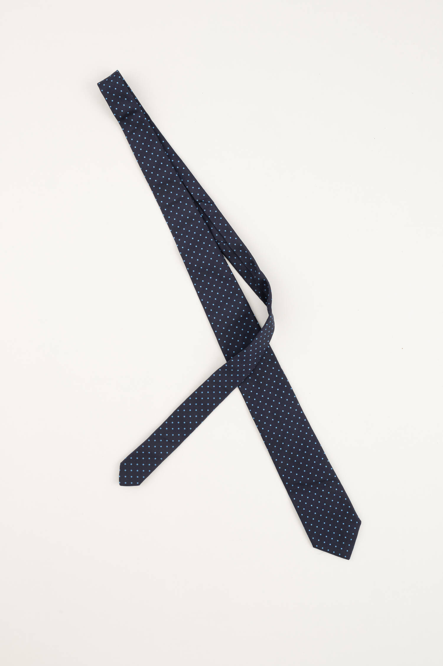 Gemusterte Krawatte aus Seide in Navy/Hellblau Gemusterte Krawatte aus Seide in Navy/Hellblau