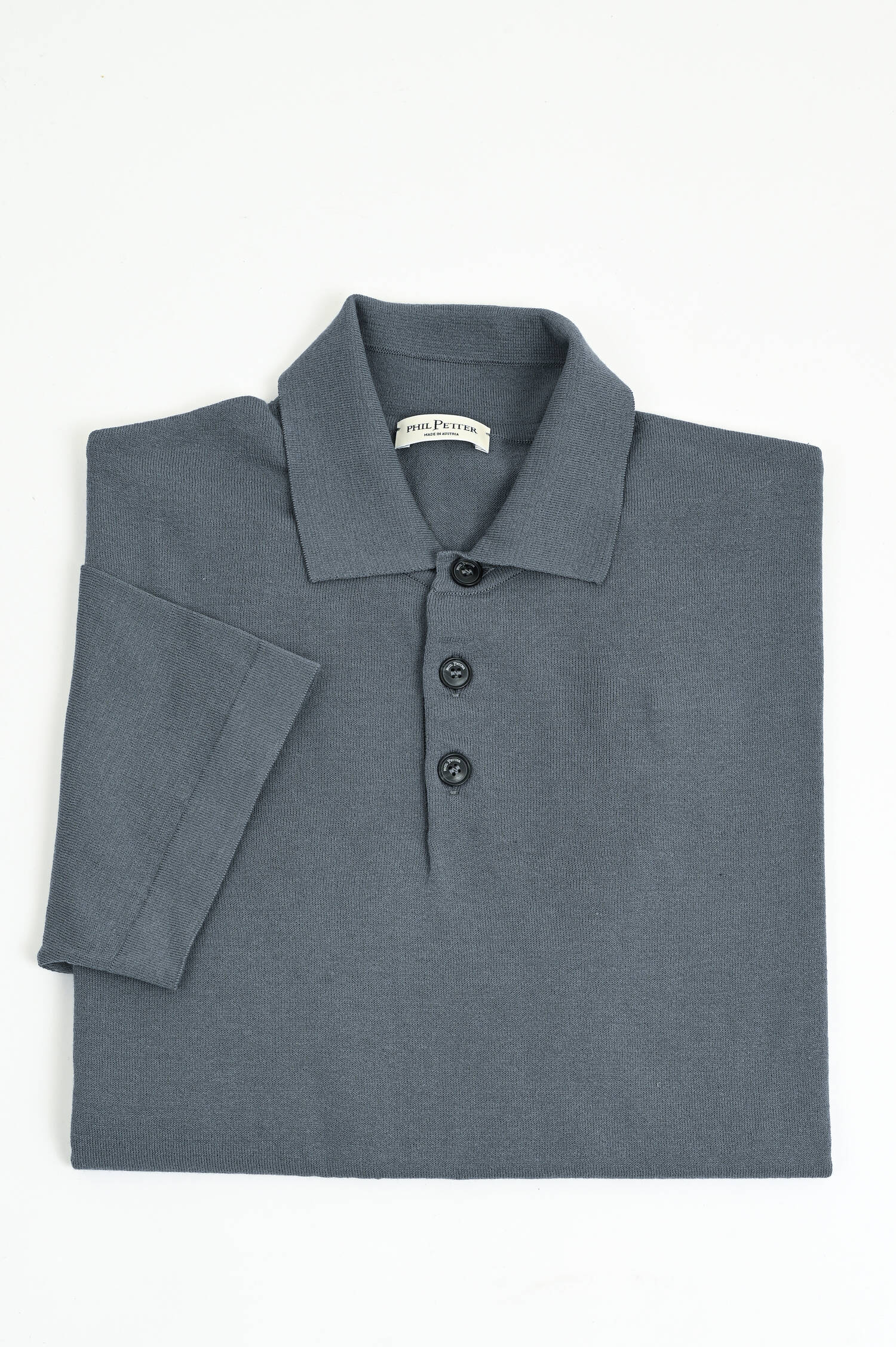 Strick-Polo aus Baumwolle in Grau