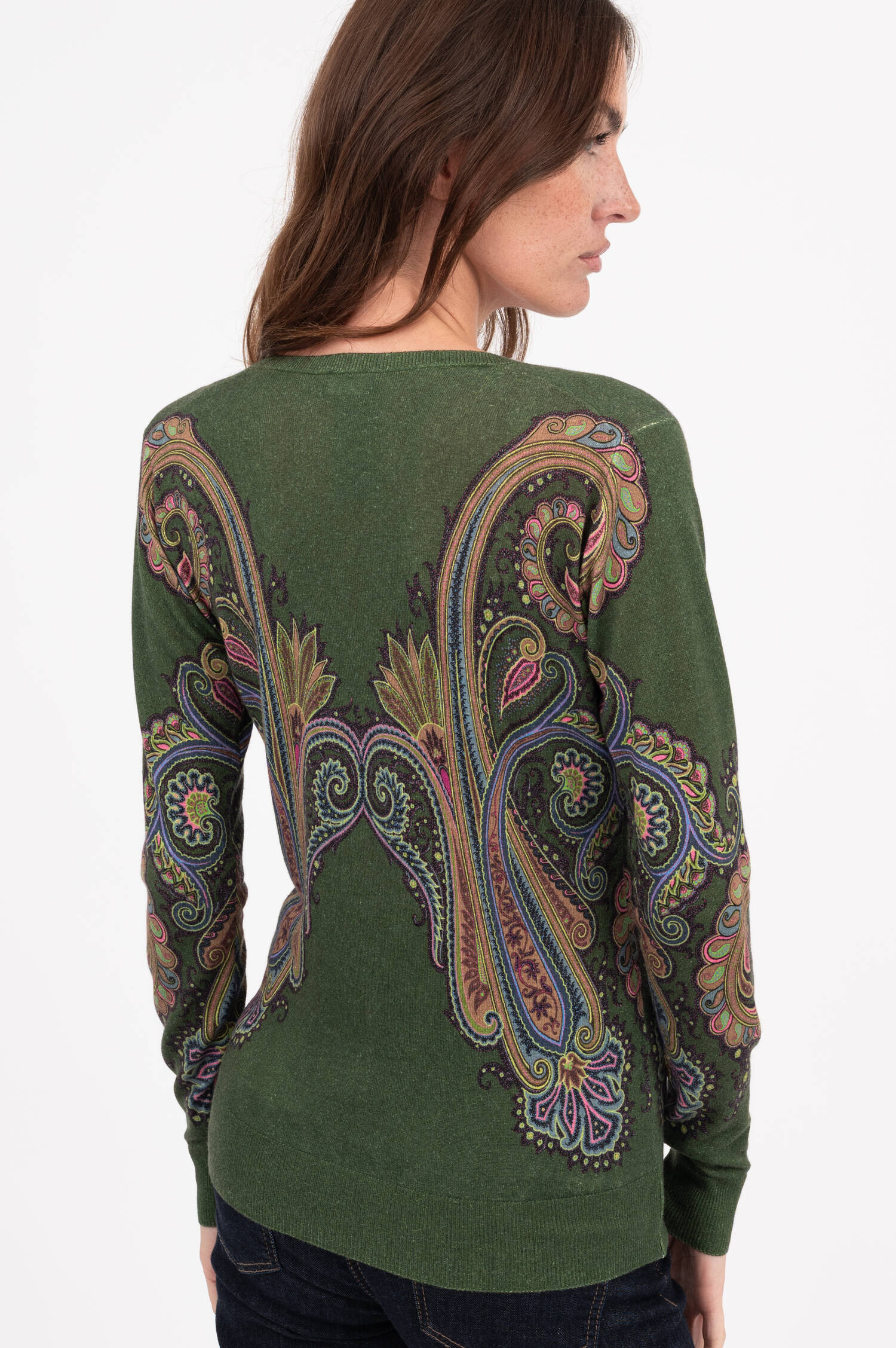 Pullover aus mit Paisley Print in Dunkelgrün