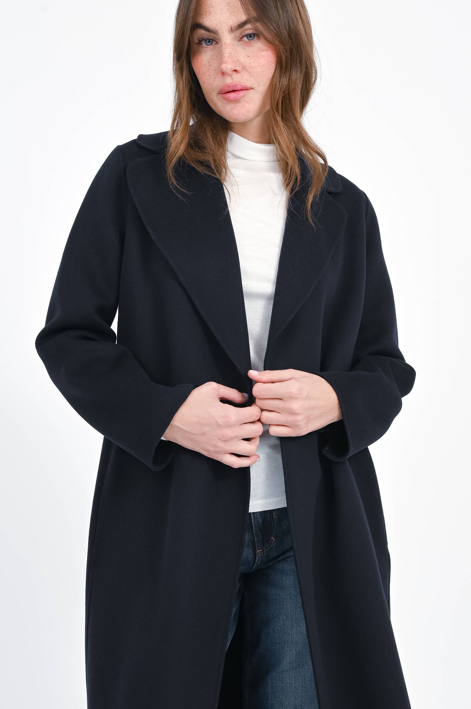 Maxi-Wollmantel POLDO in Nachtblau Maxi-Wollmantel POLDO in Nachtblau