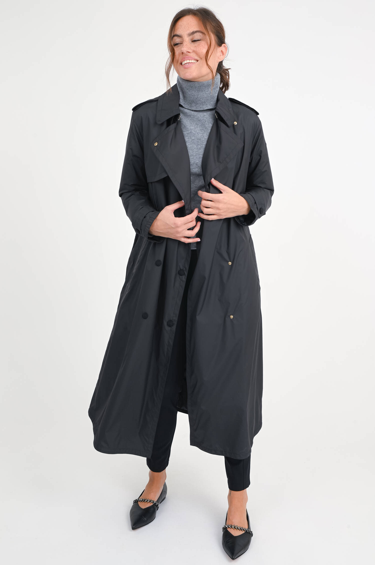 Wattierter Trenchcoat BARBENTANE in Schwarz