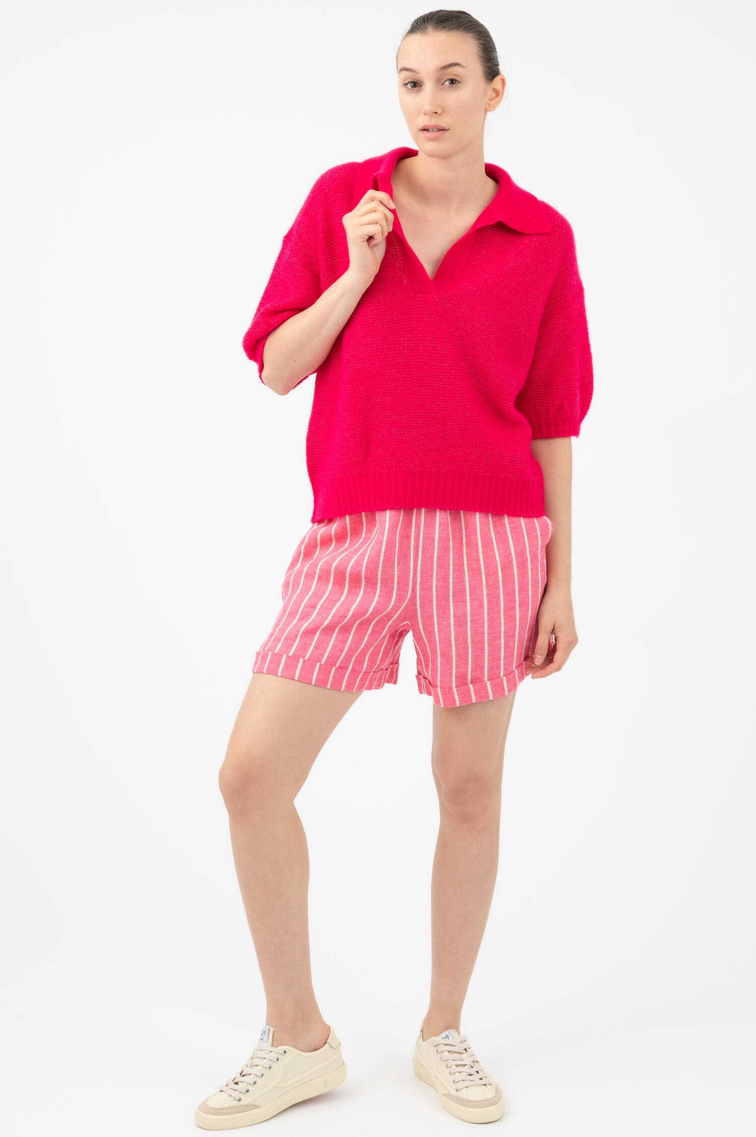 Grobstrick Polo-Shirt in Dragonfruitpink Grobstrick Polo-Shirt in Dragonfruitpink
