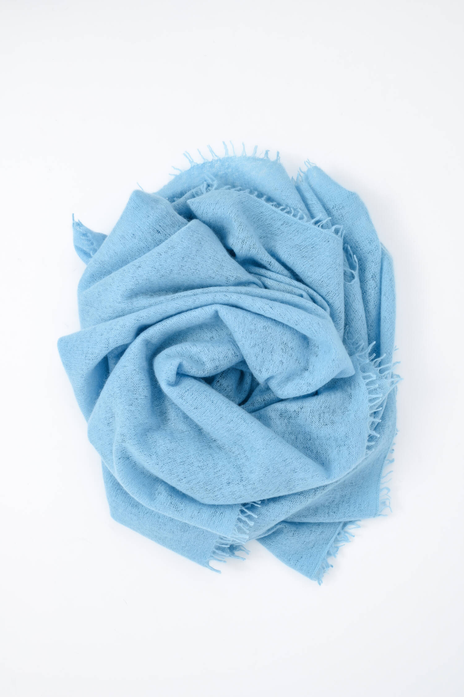 Cashmere-Schal mit Fransen in Hellblau Cashmere-Schal mit Fransen in Hellblau