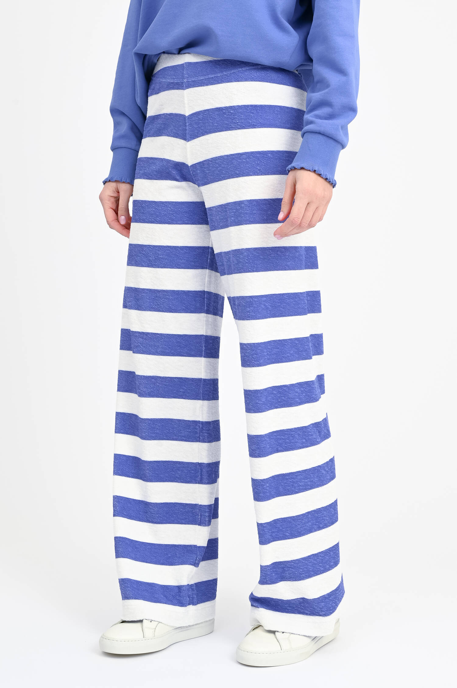 Gestreifte Frottee-Hose ELENYA in Weiß/Lila