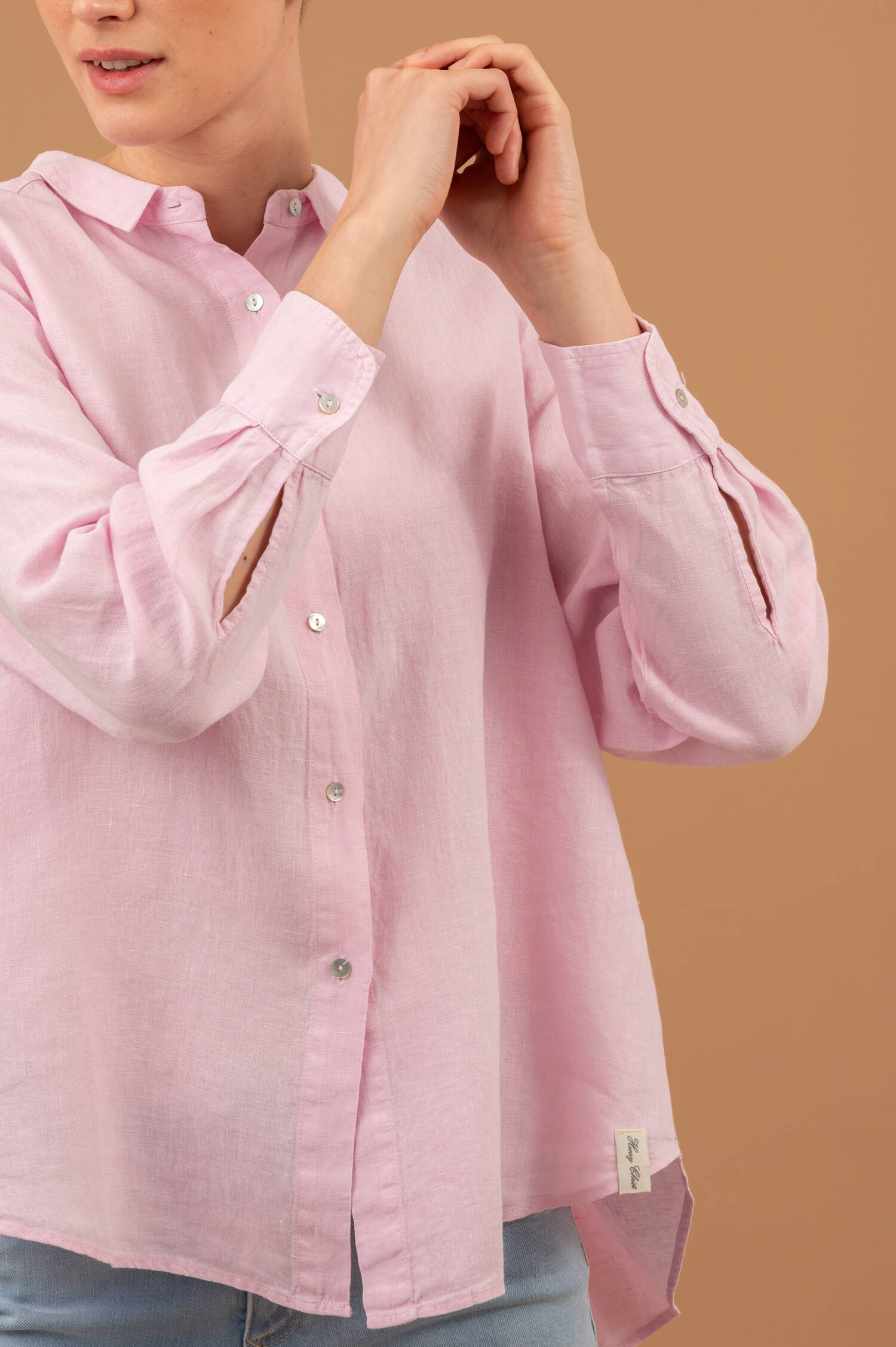 Leinenbluse in Ballettrosa