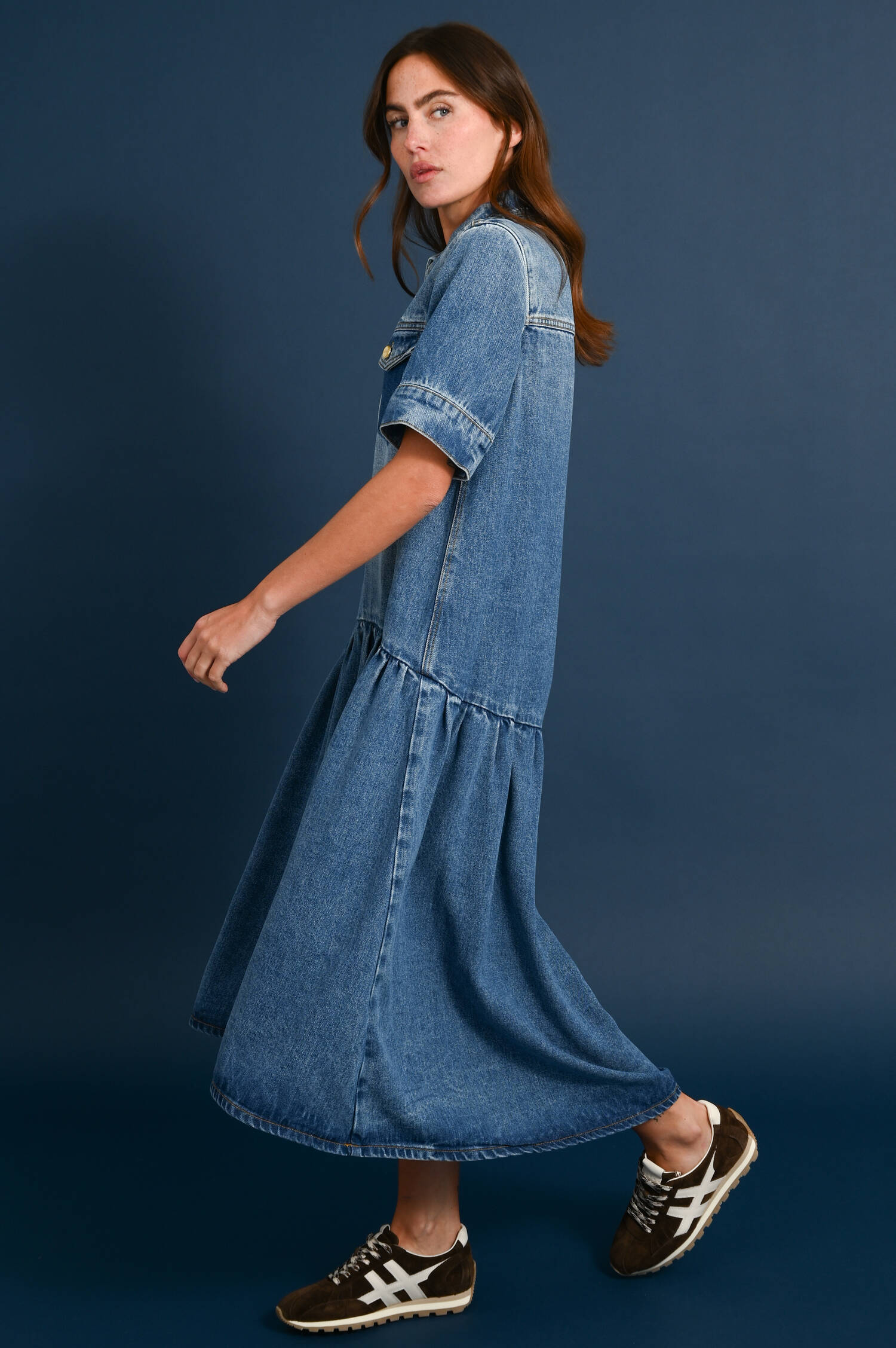 Denim-Midi-Kleid in Vintage Blue