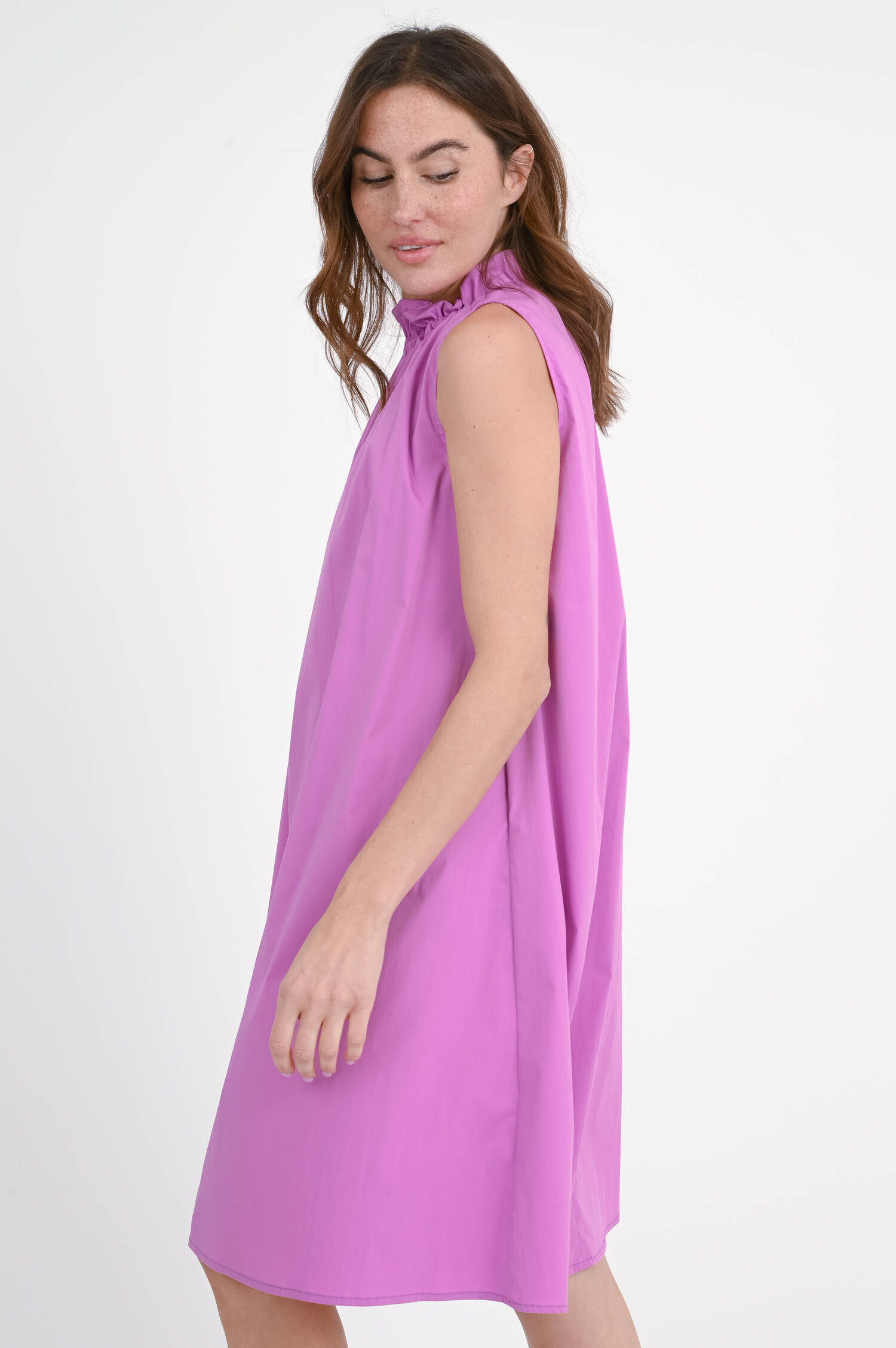 Kleid ANGELA mit Rüschenkragen in Radiant Orchid